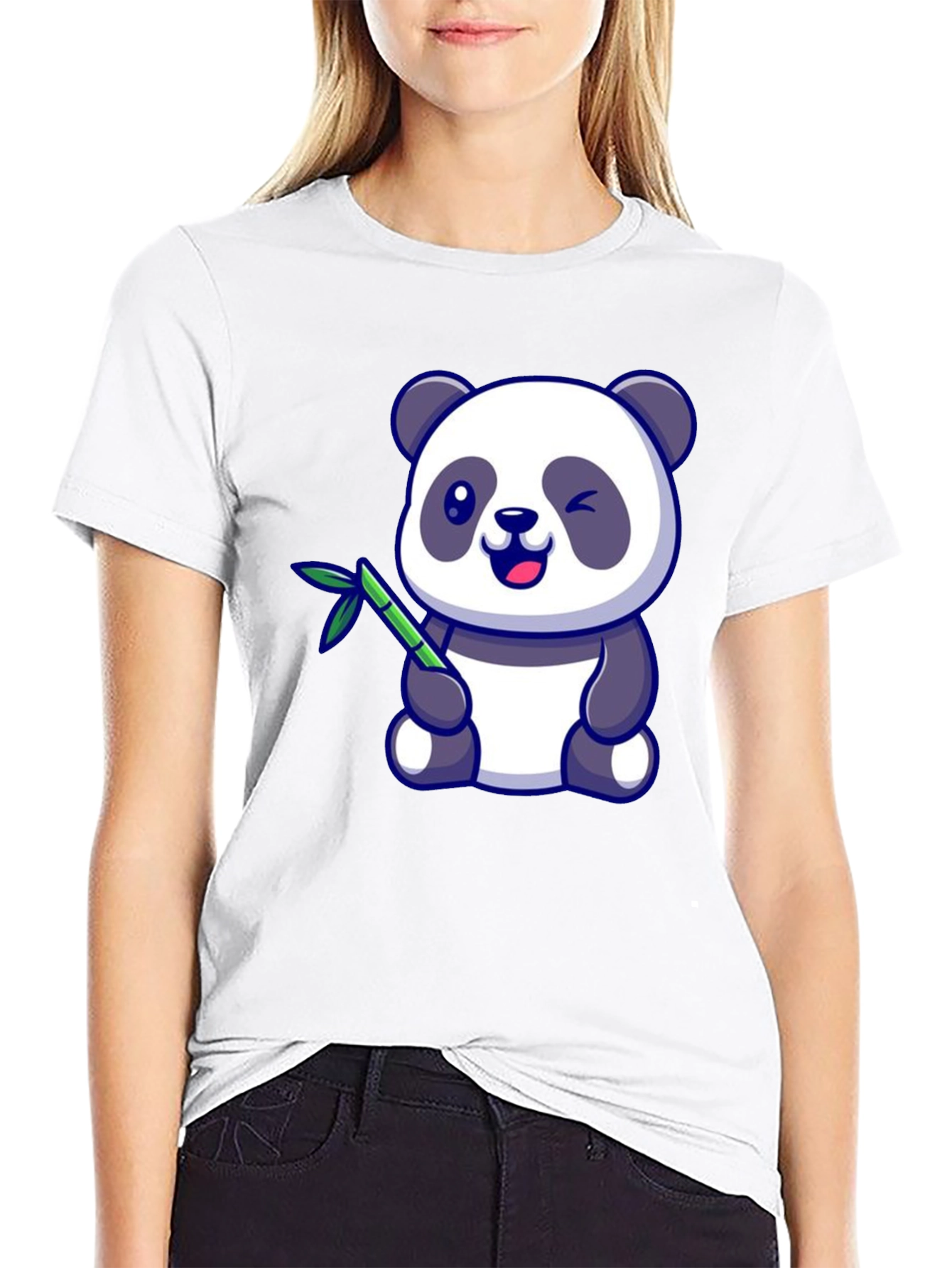 Cute Panda Bear T-Shirt - Black Cotton Tee