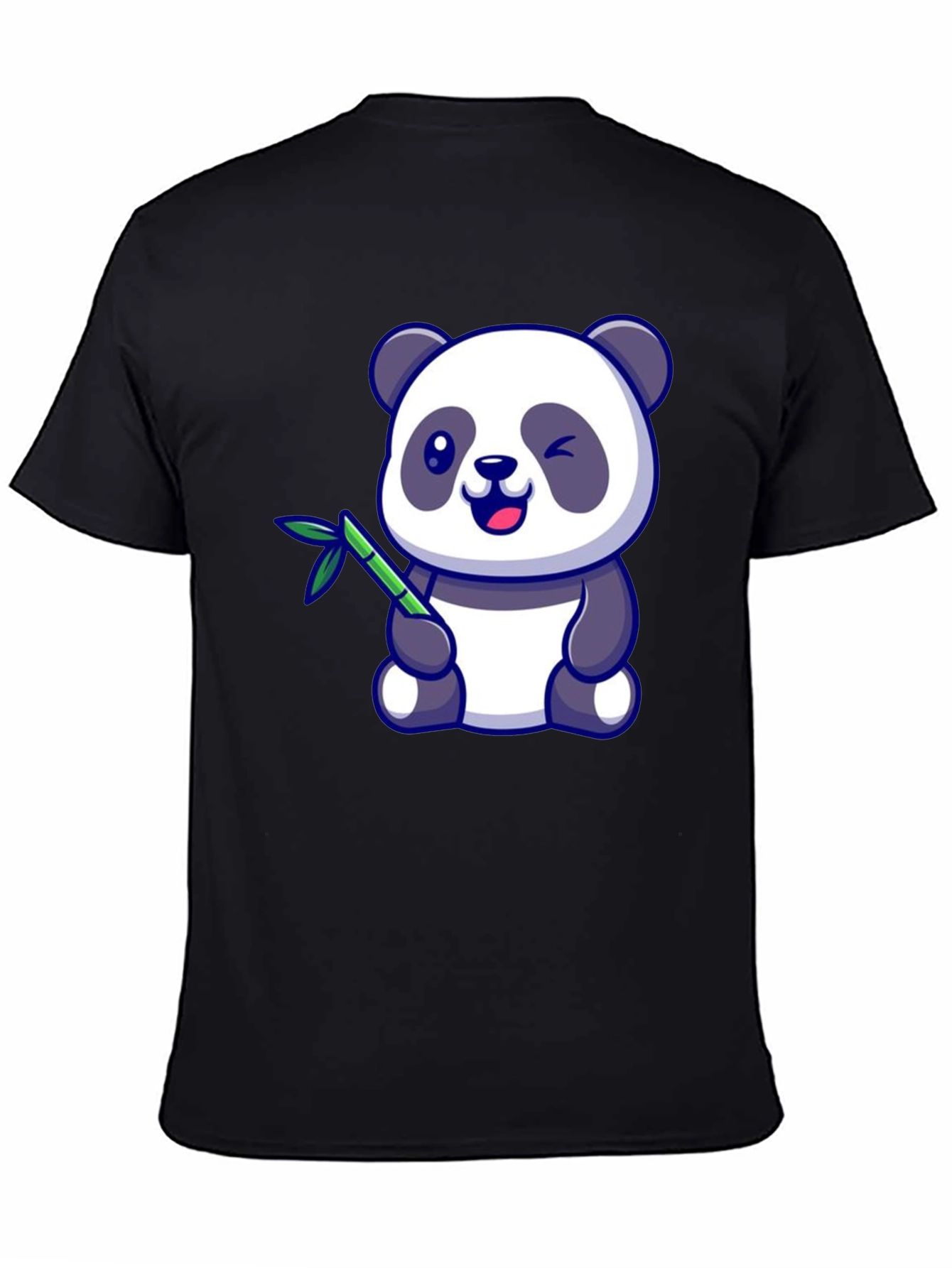 Cute Panda Bear T-Shirt - Black Cotton Tee