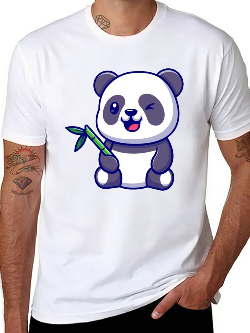 Cute Panda Bear T-Shirt - Black Cotton Tee