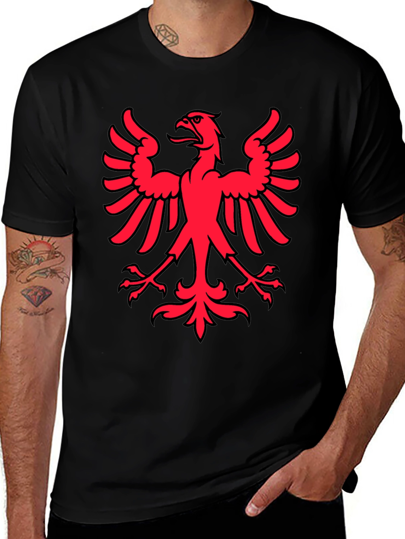 Red Eagle Graphic Black T-Shirt