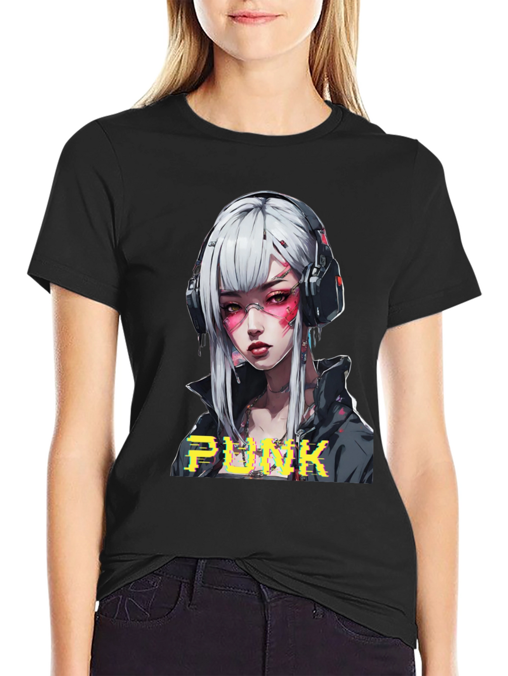 Cyberpunk Anime Girl Graphic Tee