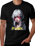 Cyberpunk Anime Girl Graphic Tee