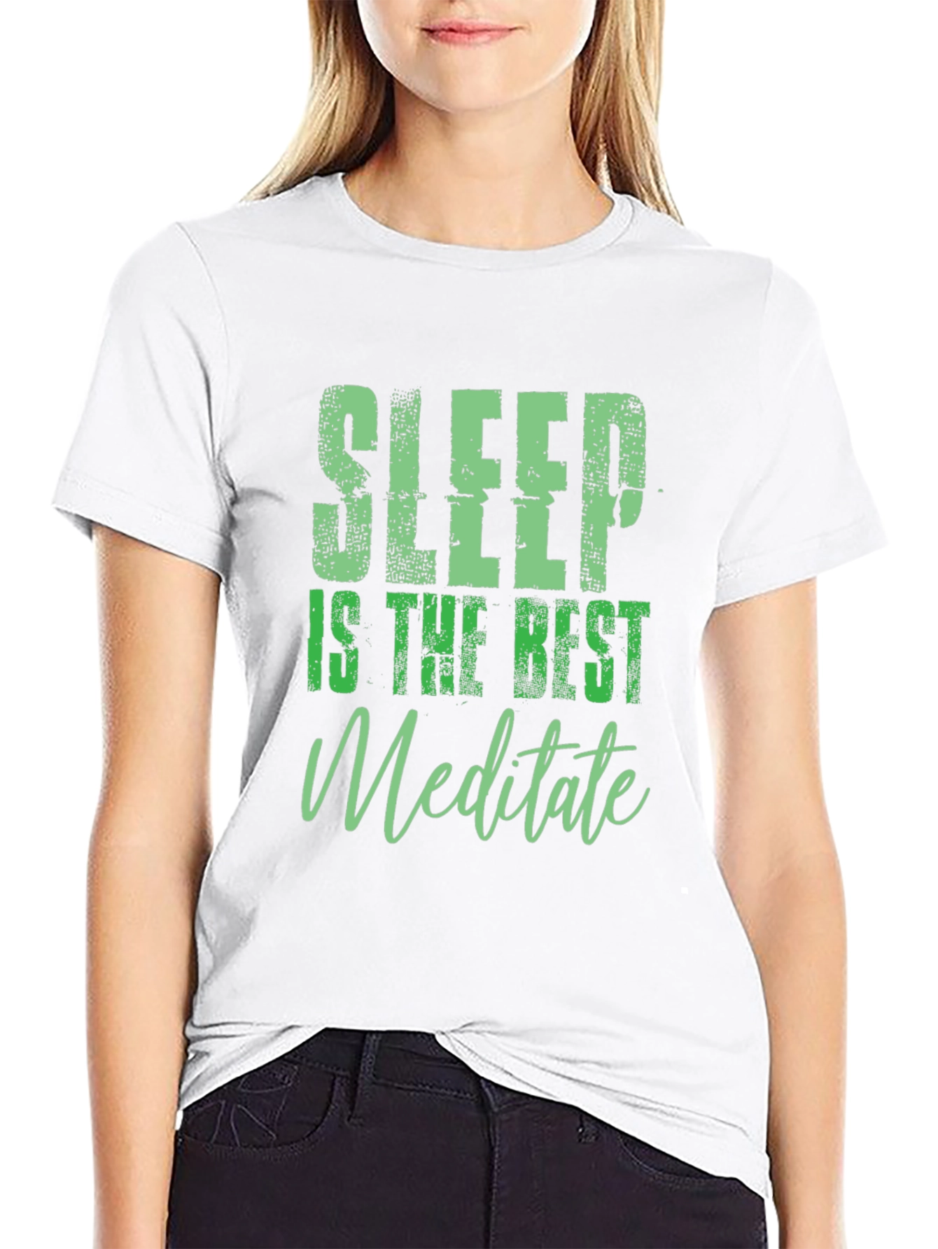 Sleep is the Best Meditate Black Graphic Tee