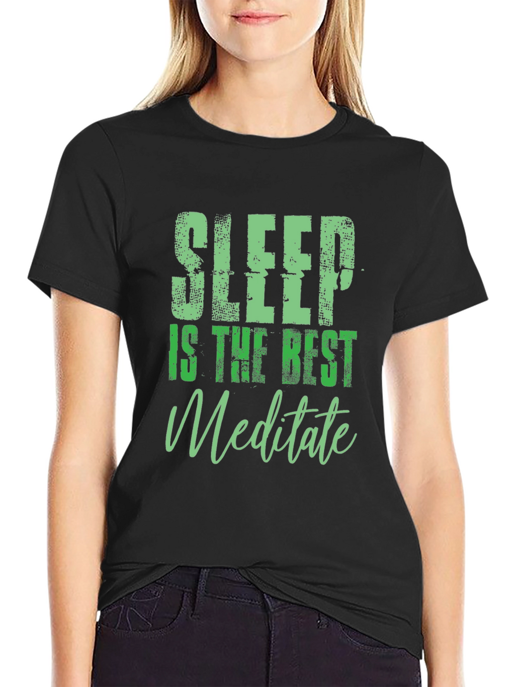 Sleep is the Best Meditate Black Graphic Tee
