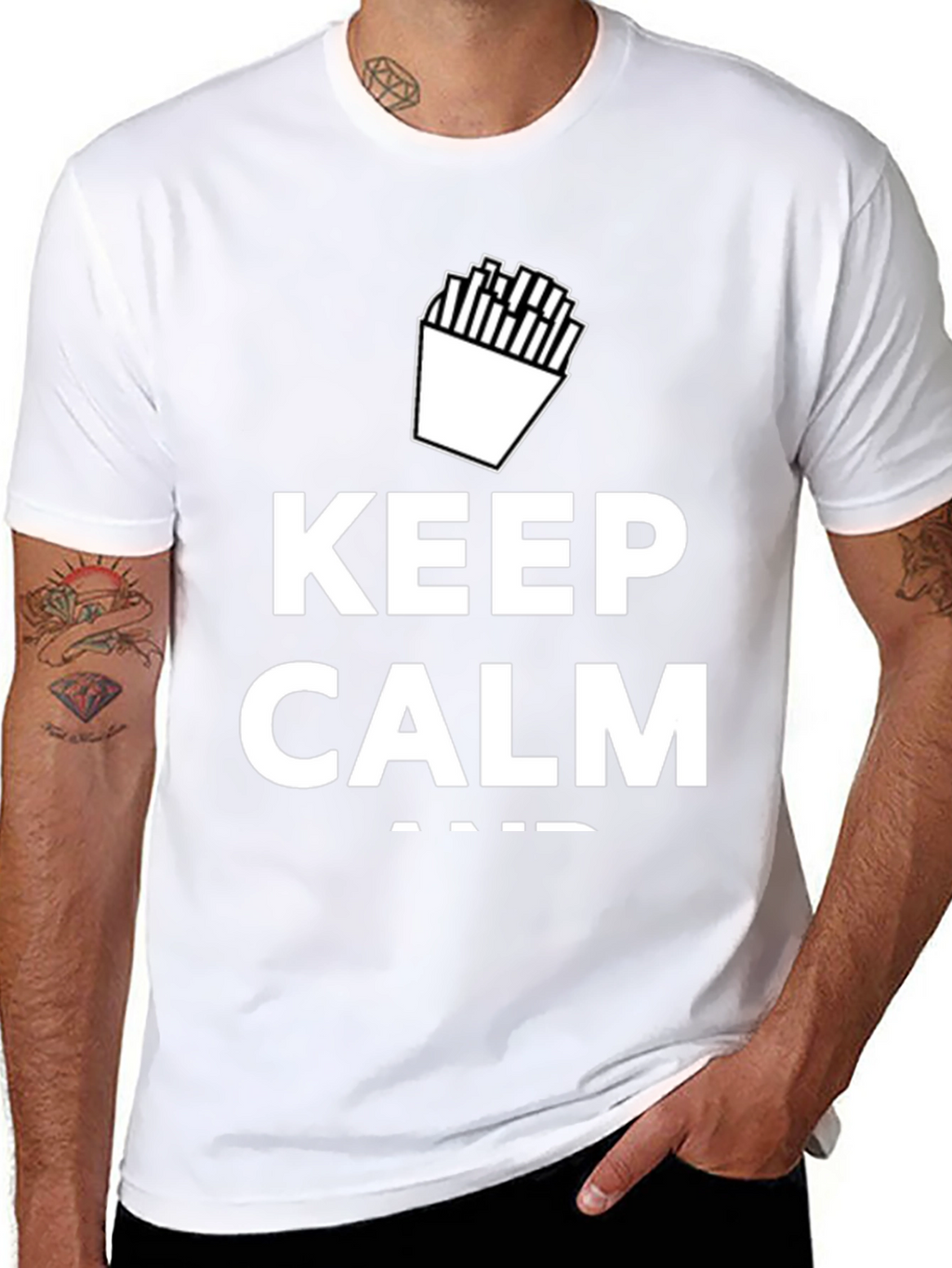 Keep Calm and Eat Fries Black T-Shirt