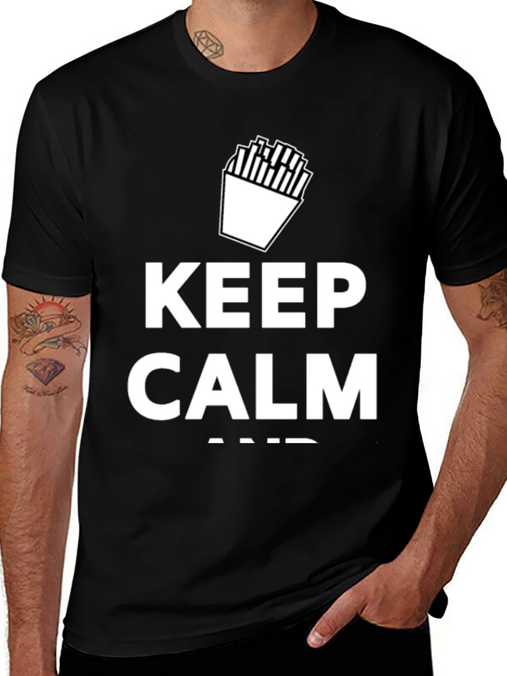 Keep Calm and Eat Fries Black T-Shirt