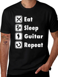 Eat Sleep Guitar Repeat Black T-Shirt