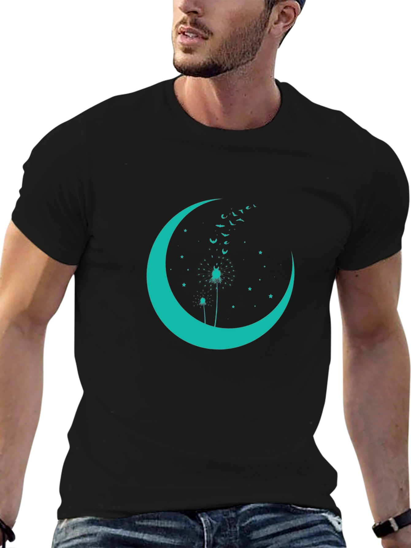 Crescent Moon Dandelion Graphic Tee