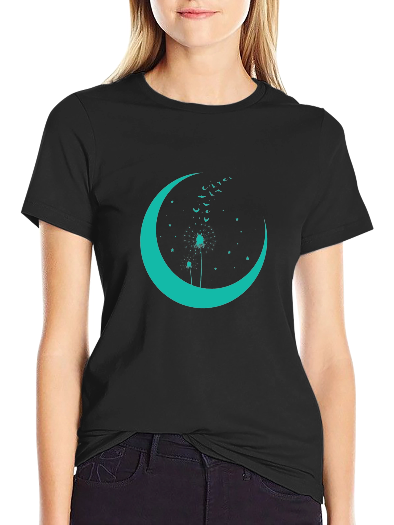 Crescent Moon Dandelion Graphic Tee