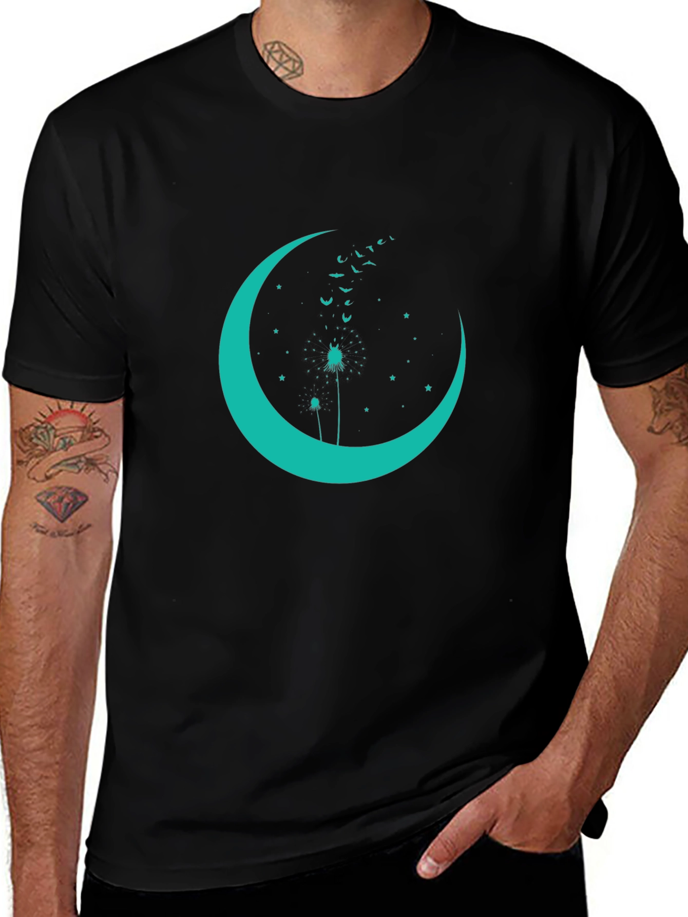Crescent Moon Dandelion Graphic Tee