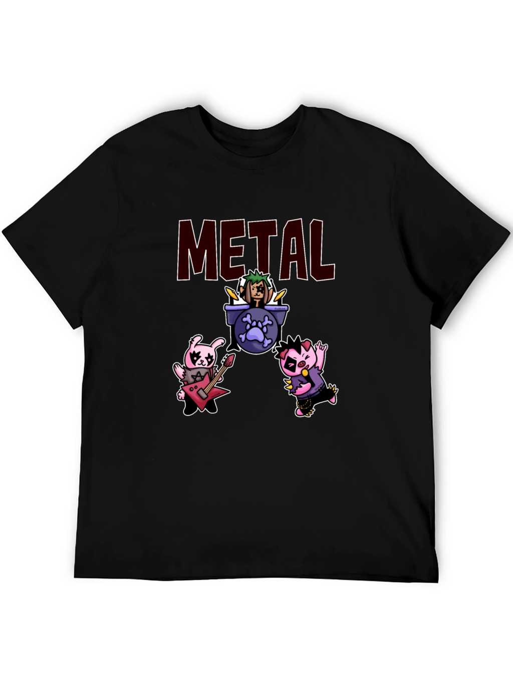 Metal Band Cartoon Graphic T-Shirt
