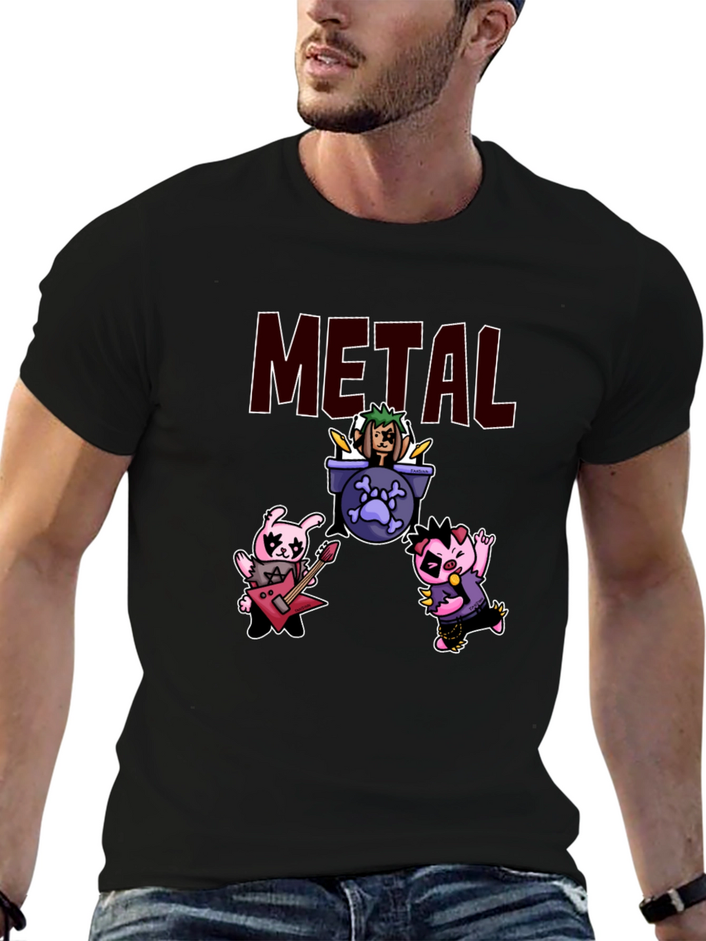 Metal Band Cartoon Graphic T-Shirt
