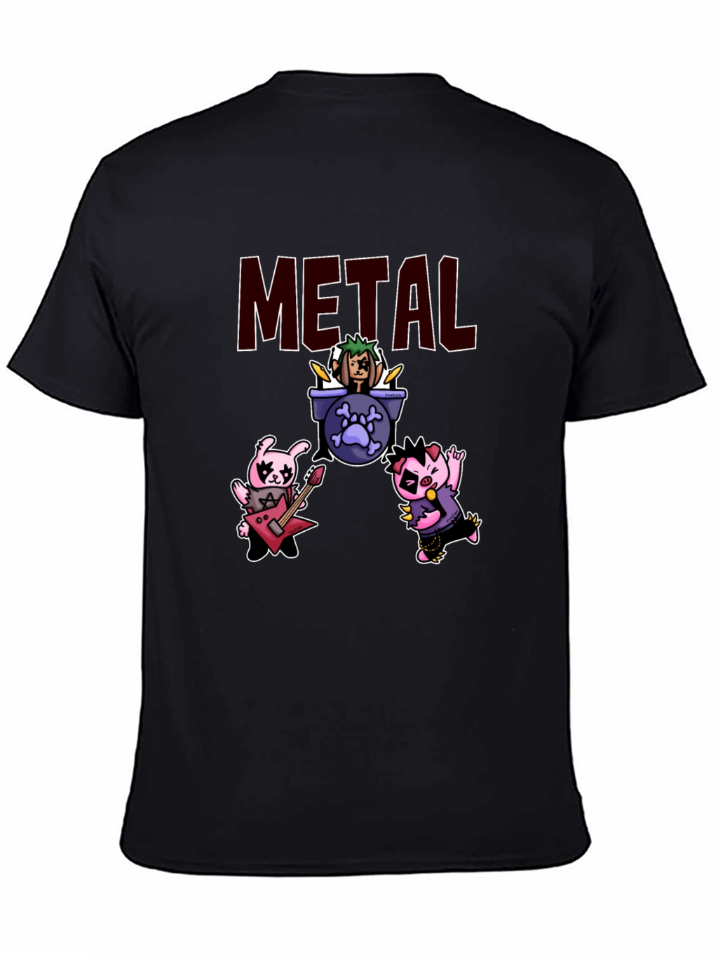 Metal Band Cartoon Graphic T-Shirt