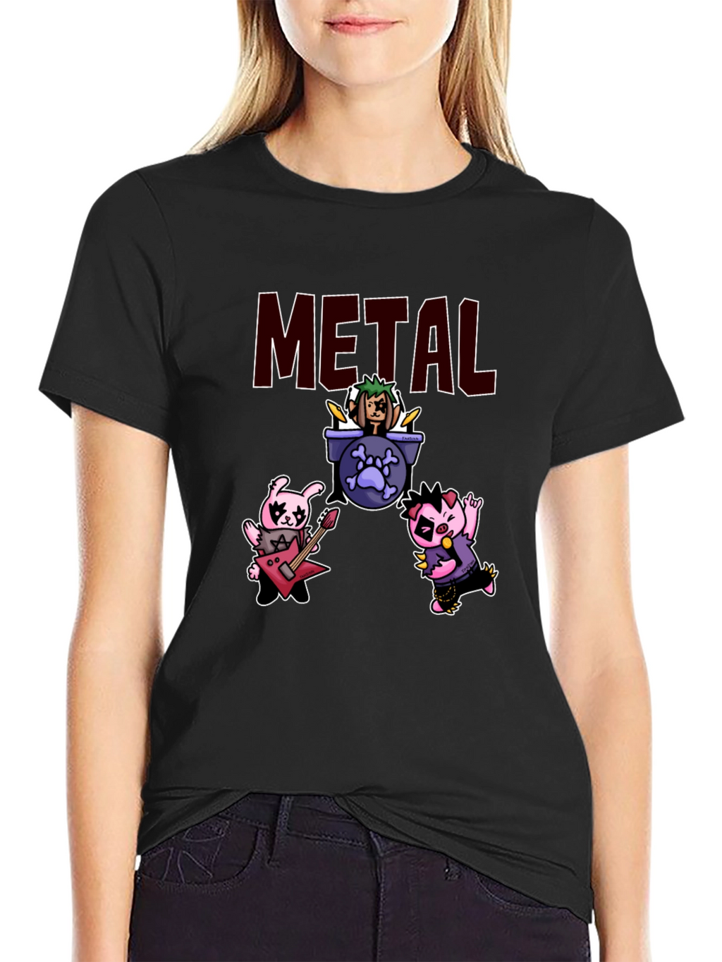 Metal Band Cartoon Graphic T-Shirt