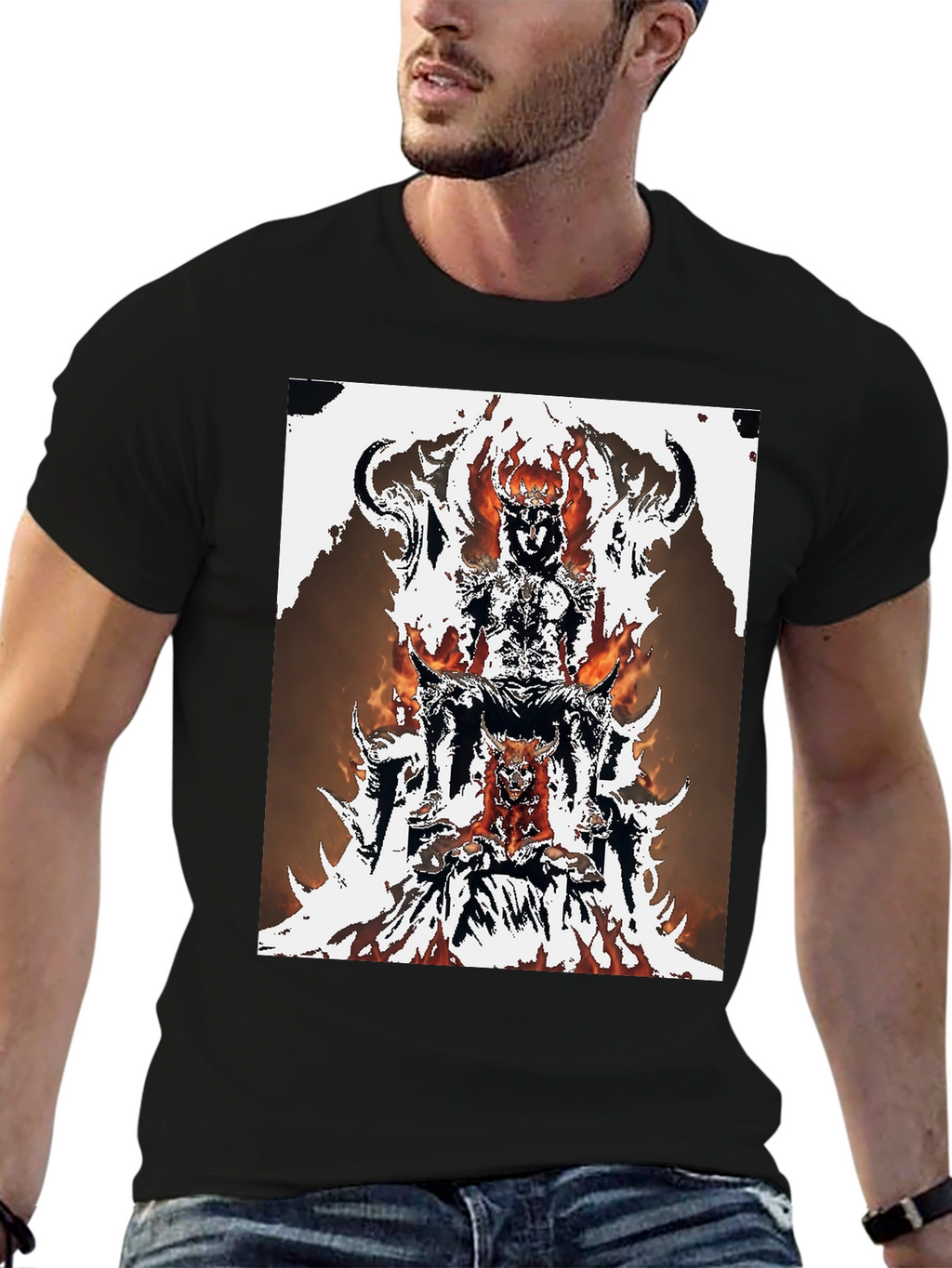 Fiery Throne Graphic Tee - Black Cotton Blend