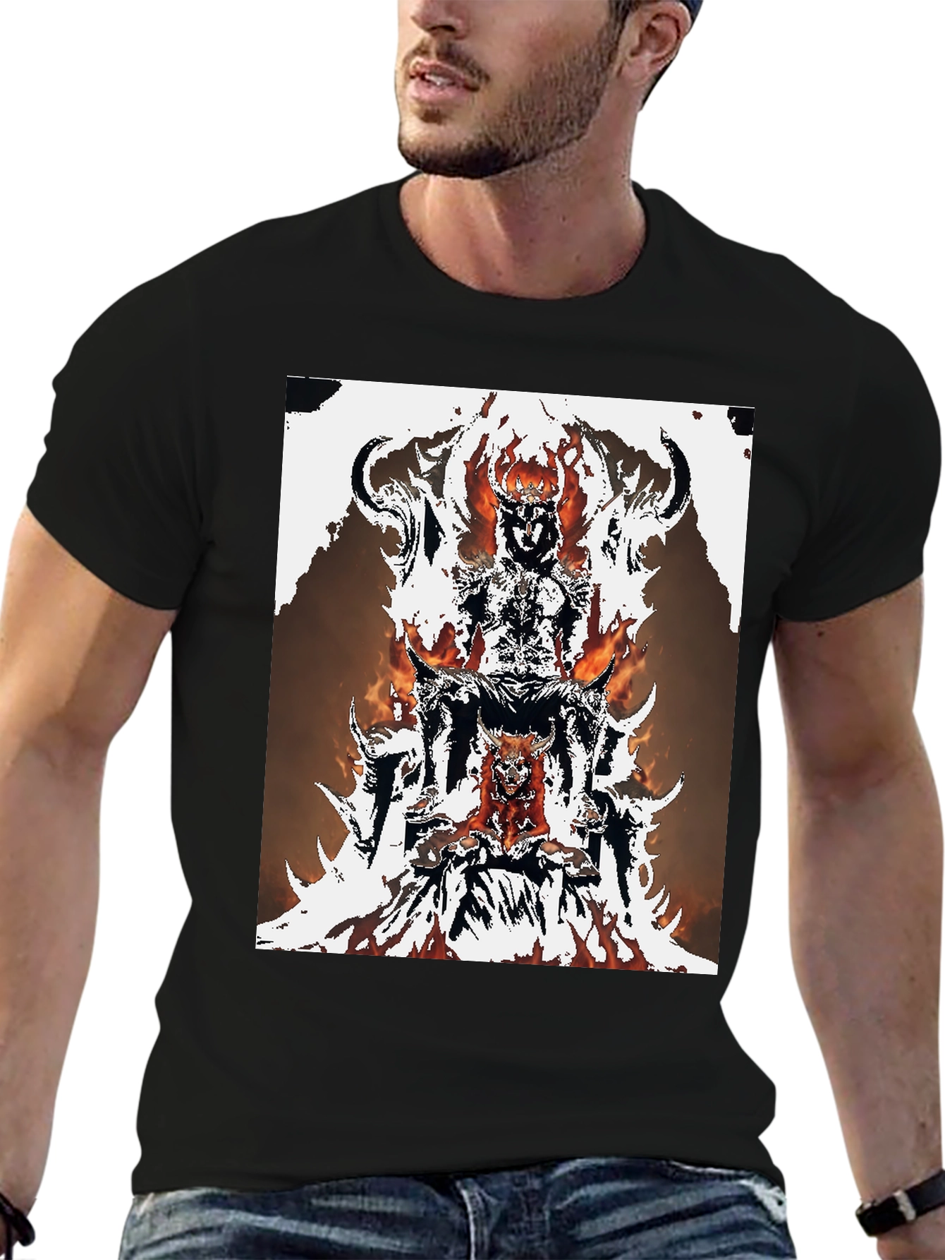 Fiery Throne Graphic Tee - Black Cotton Blend