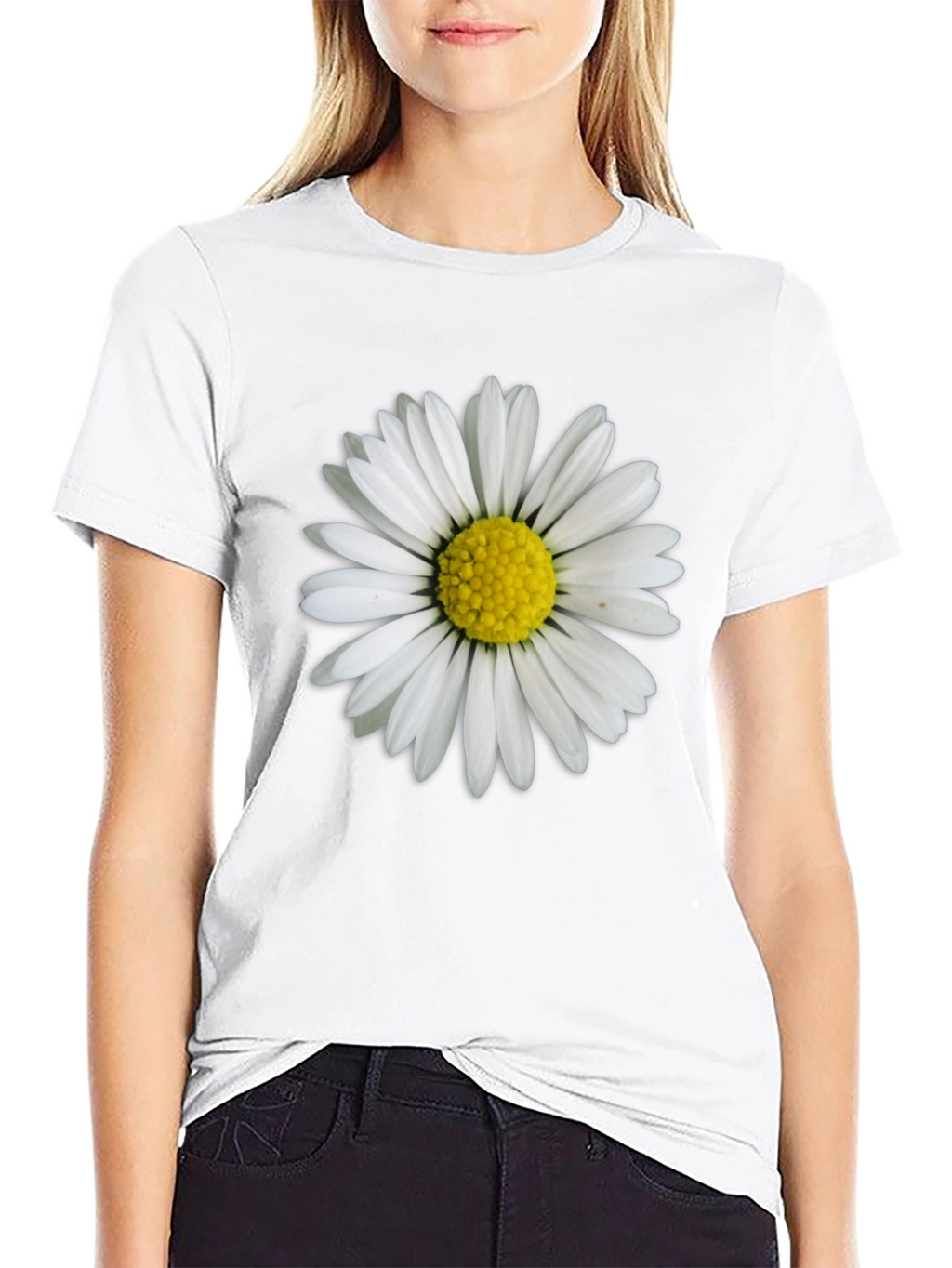 Daisy Graphic Tee - Black Cotton Comfort