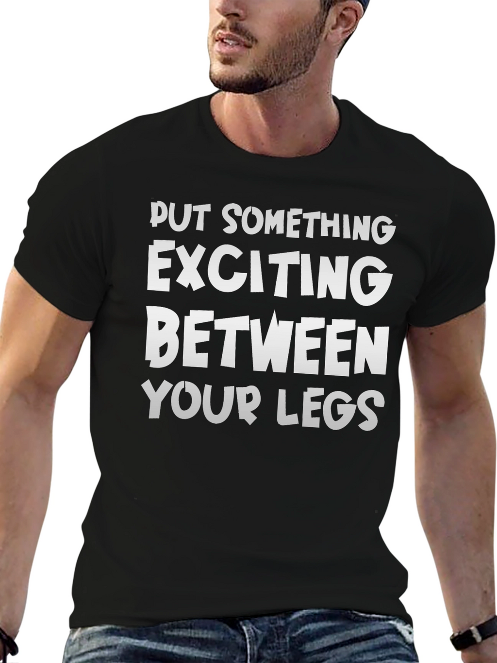 Exciting Legs Graphic Tee - Black Cotton T-Shirt