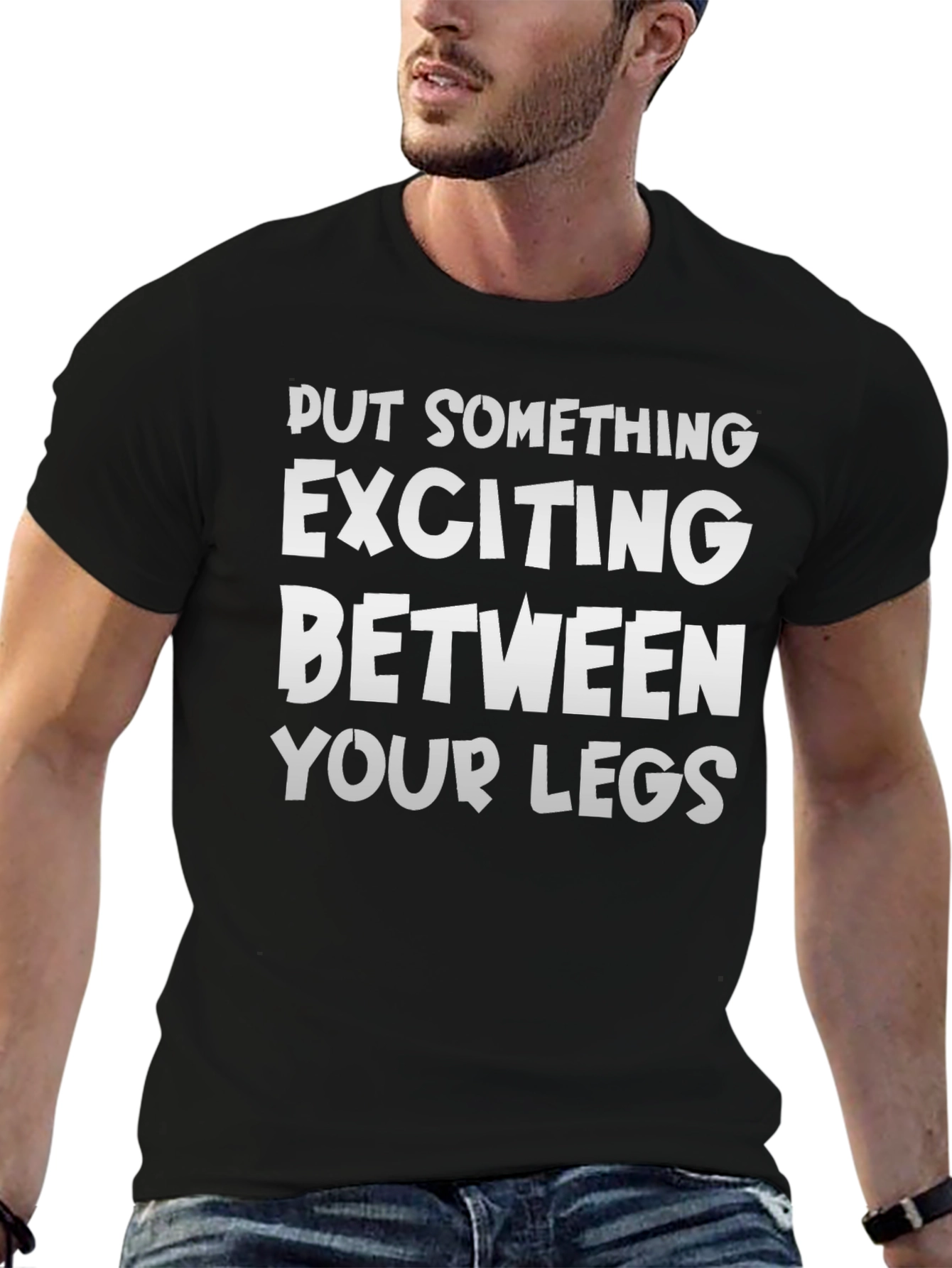 Exciting Legs Graphic Tee - Black Cotton T-Shirt