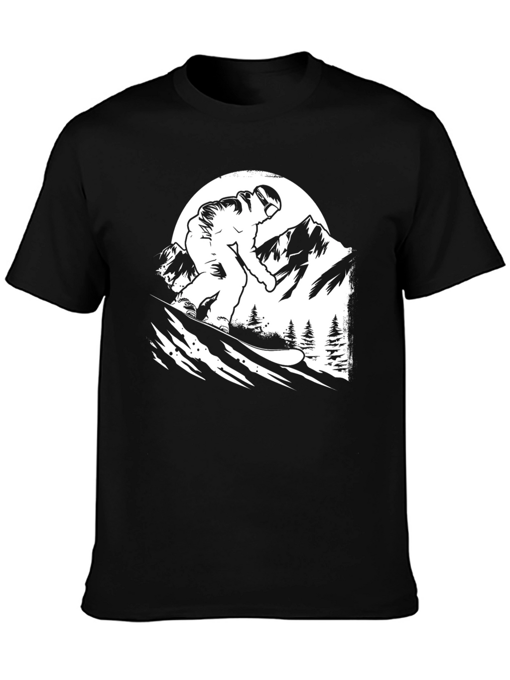 Snowboarder Graphic Tee - Black Cotton T-Shirt