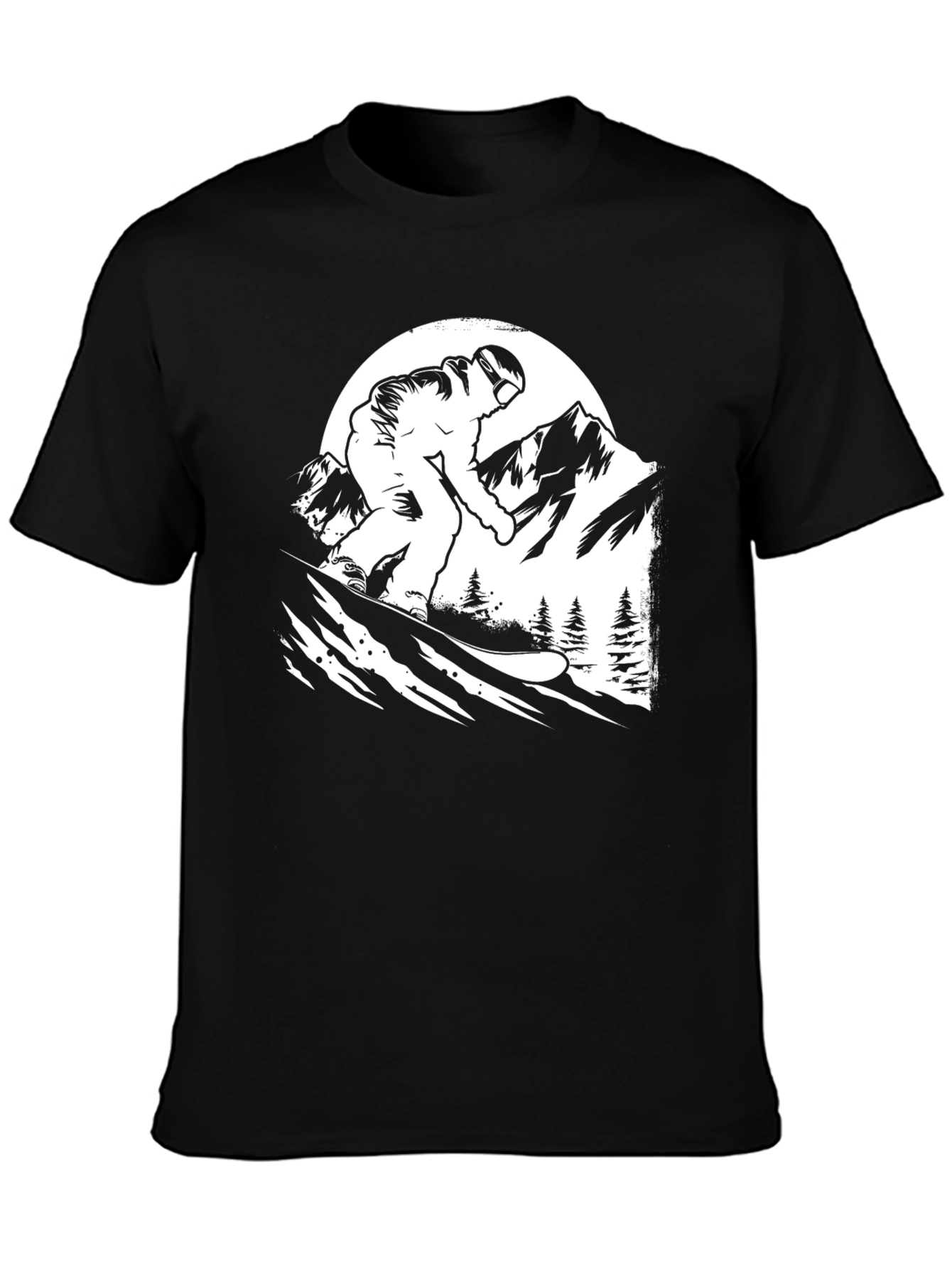 Snowboarder Graphic Tee - Black Cotton T-Shirt