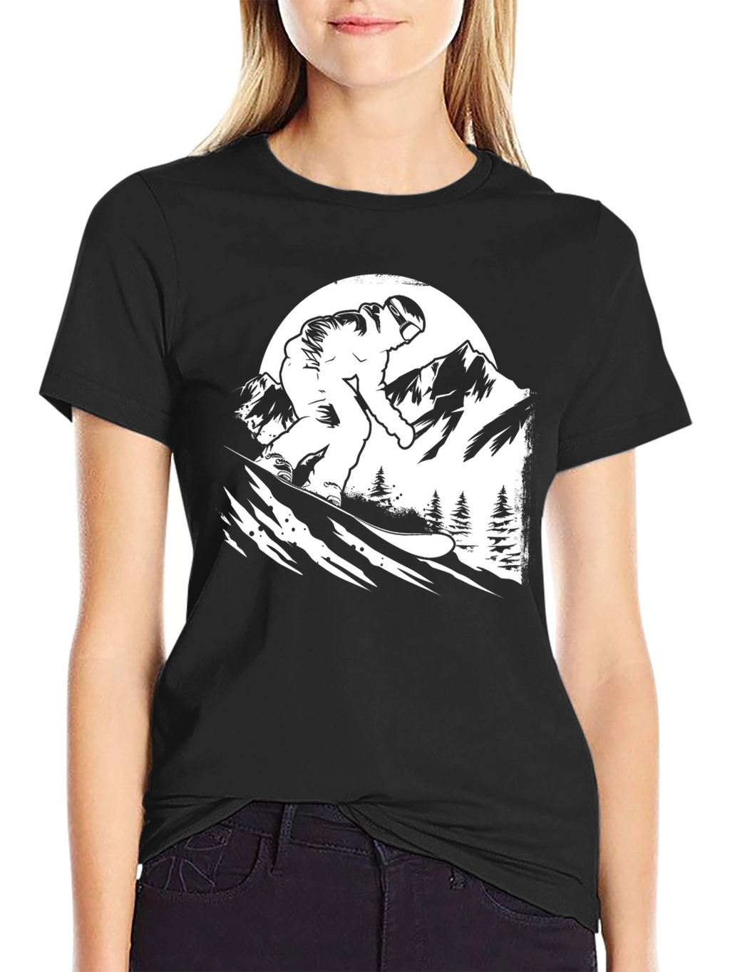 Snowboarder Graphic Tee - Black Cotton T-Shirt