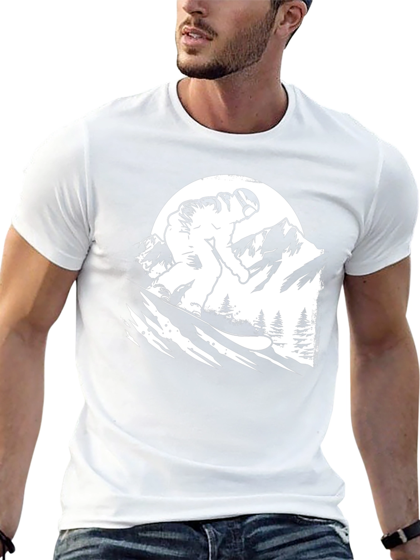 Snowboarder Graphic Tee - Black Cotton T-Shirt
