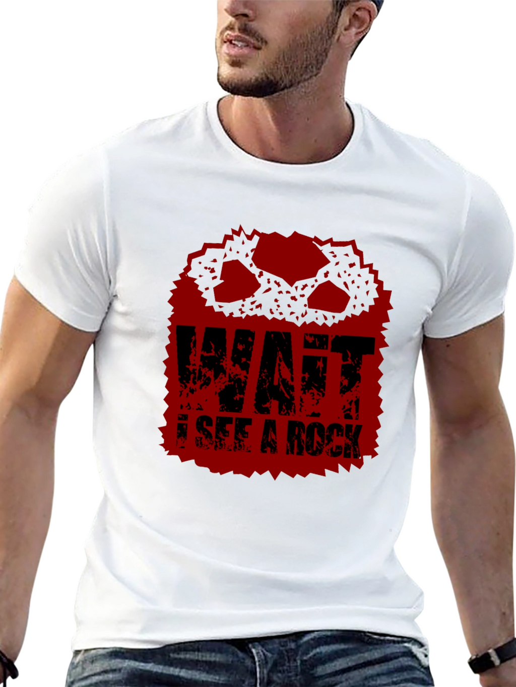 Wait I See A Rock Funny Graphic T-Shirt