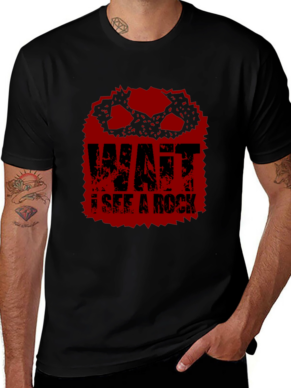 Wait I See A Rock Funny Graphic T-Shirt