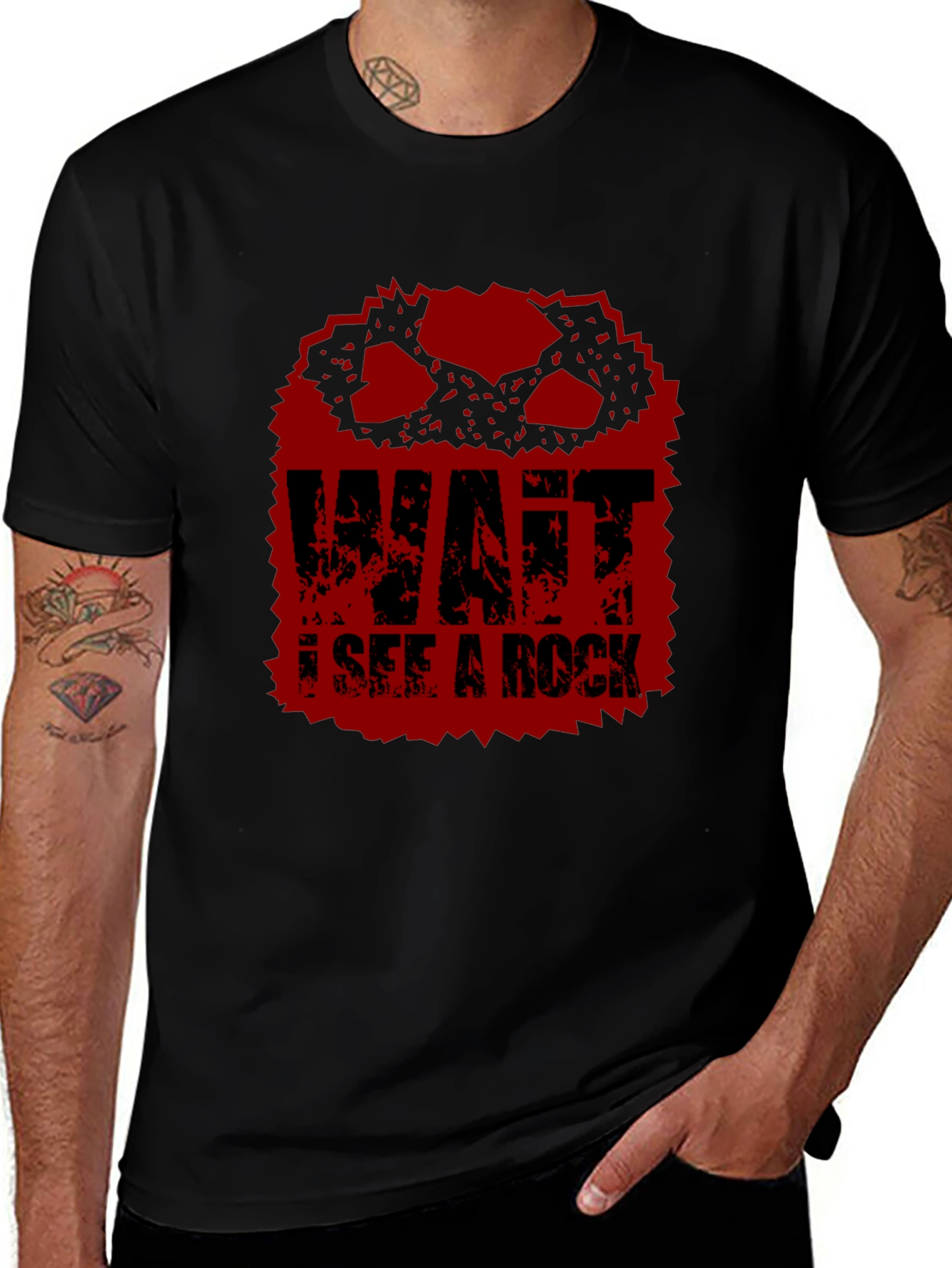 Wait I See A Rock Funny Graphic T-Shirt