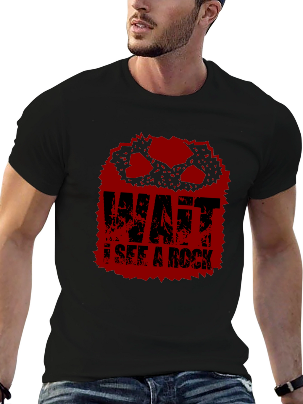 Wait I See A Rock Funny Graphic T-Shirt