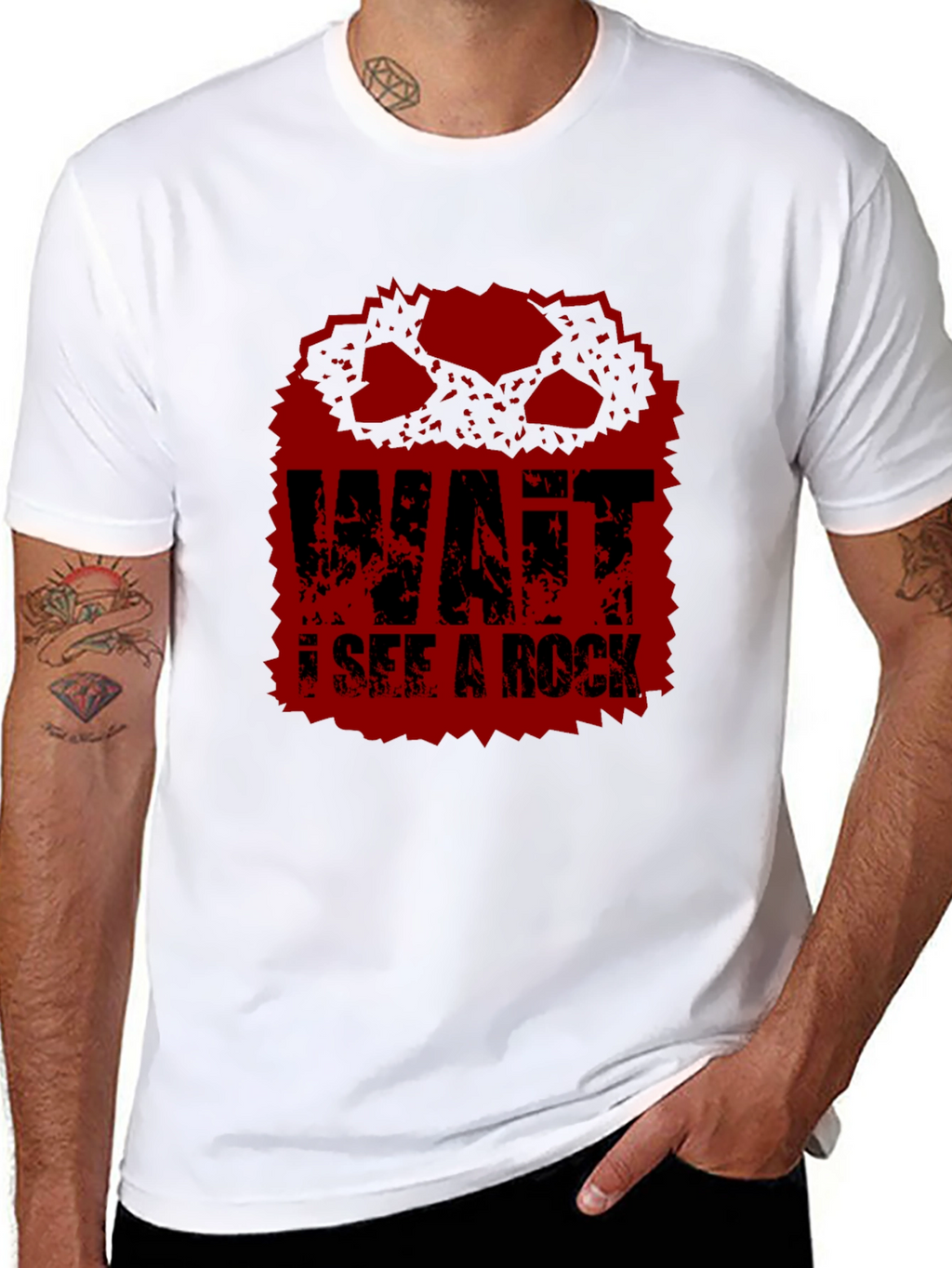 Wait I See A Rock Funny Graphic T-Shirt
