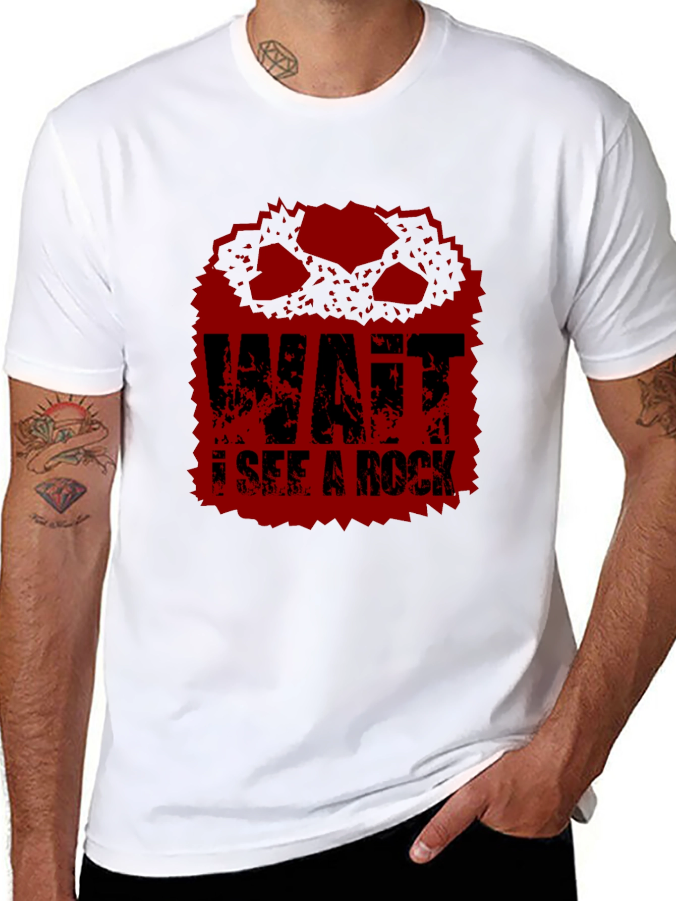 Wait I See A Rock Funny Graphic T-Shirt