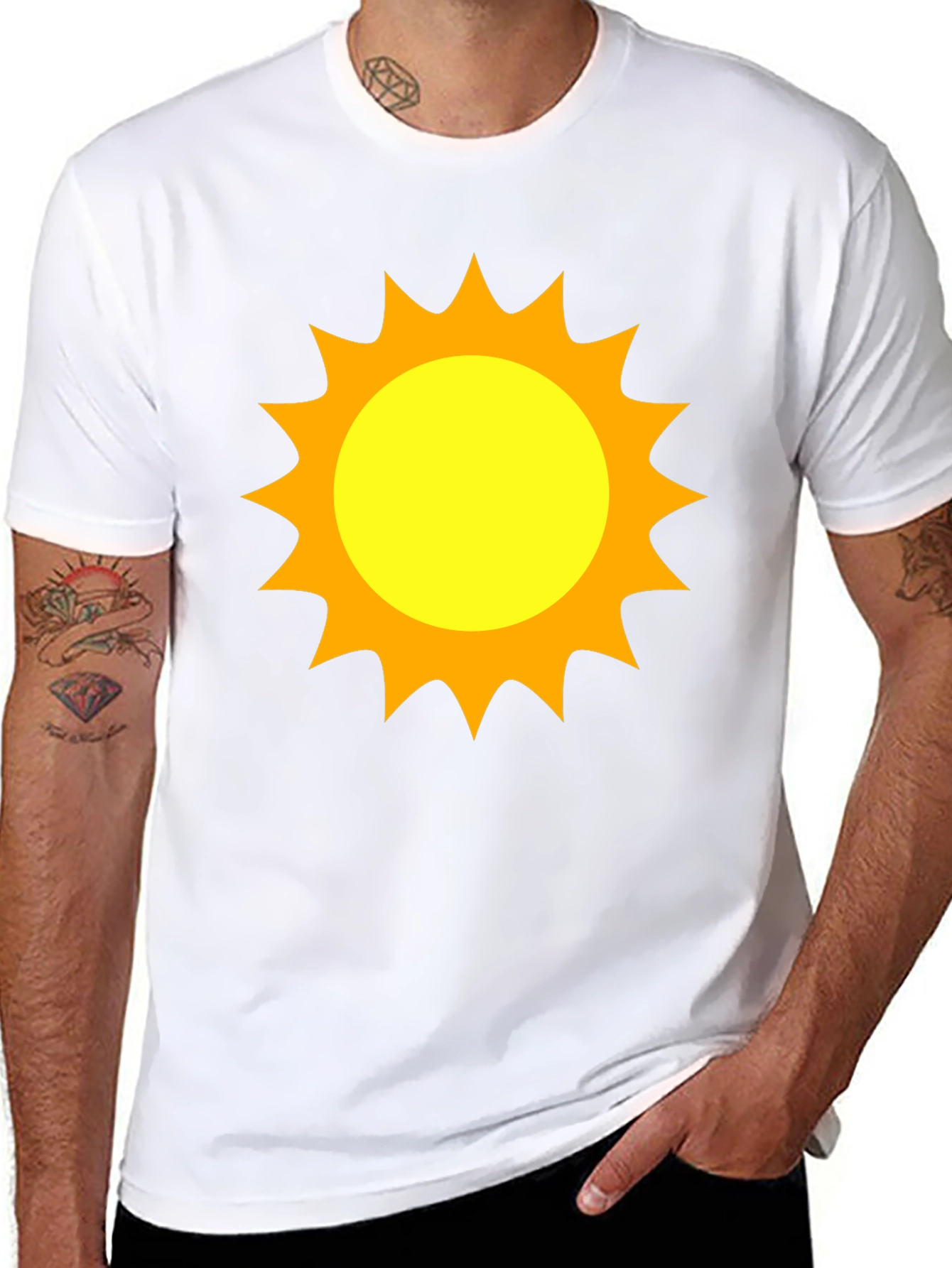 Sunny Graphic Tee - Black Cotton T-Shirt with Sun Design