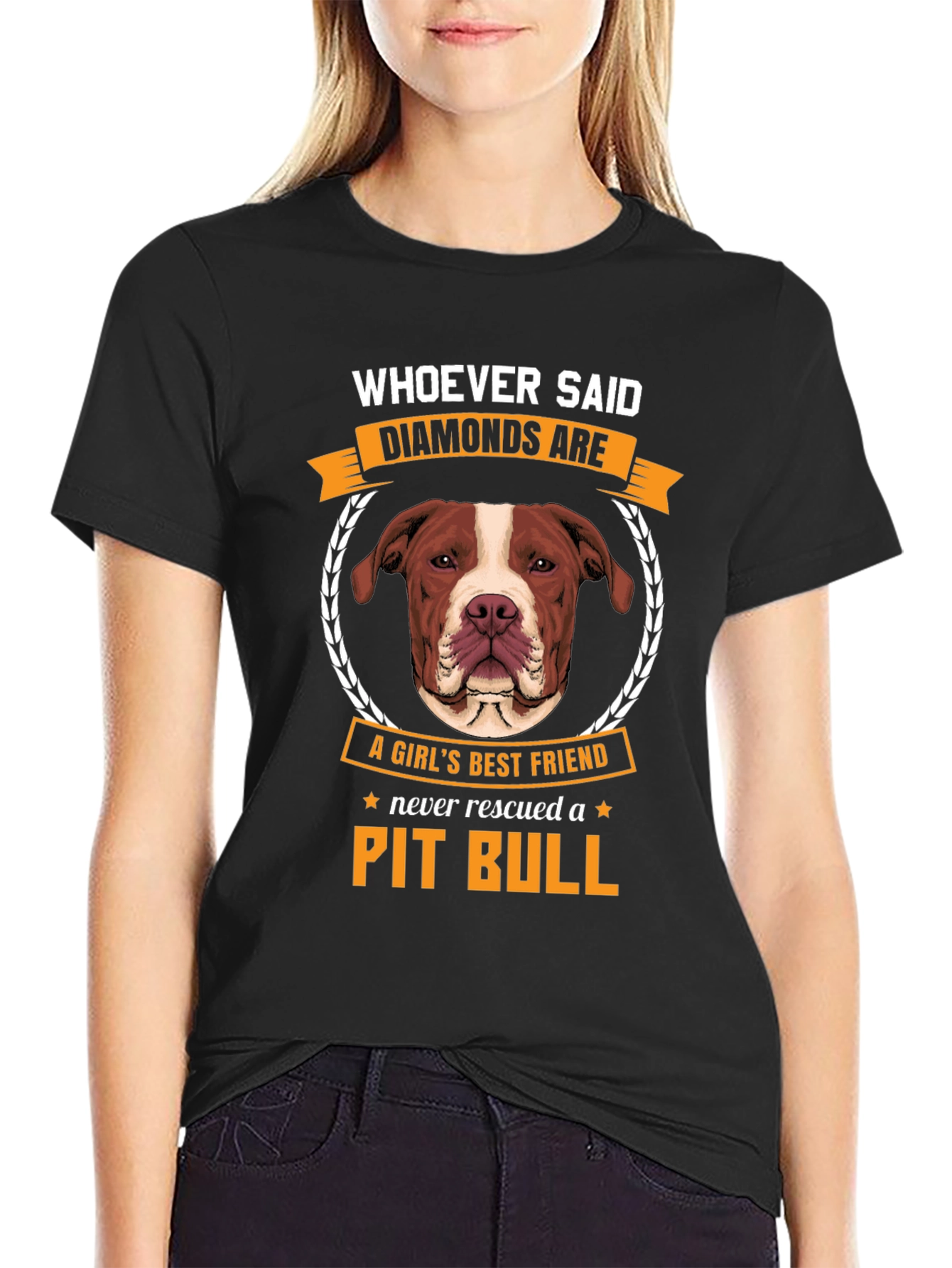 Pit Bull Rescue T-Shirt - Diamonds Are A Girls Best Friend