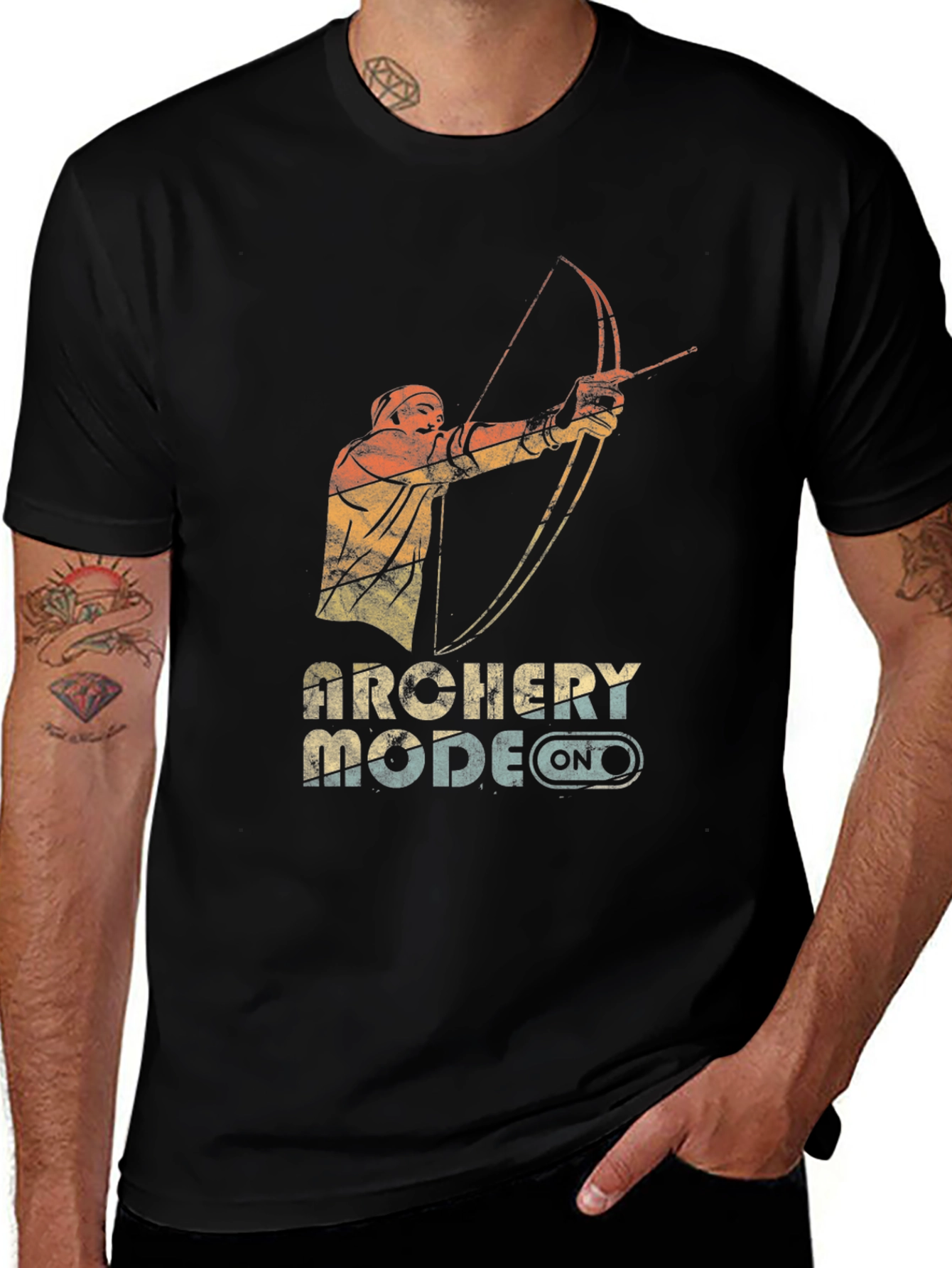 Archery Mode On Graphic Tee - Black Cotton Blend