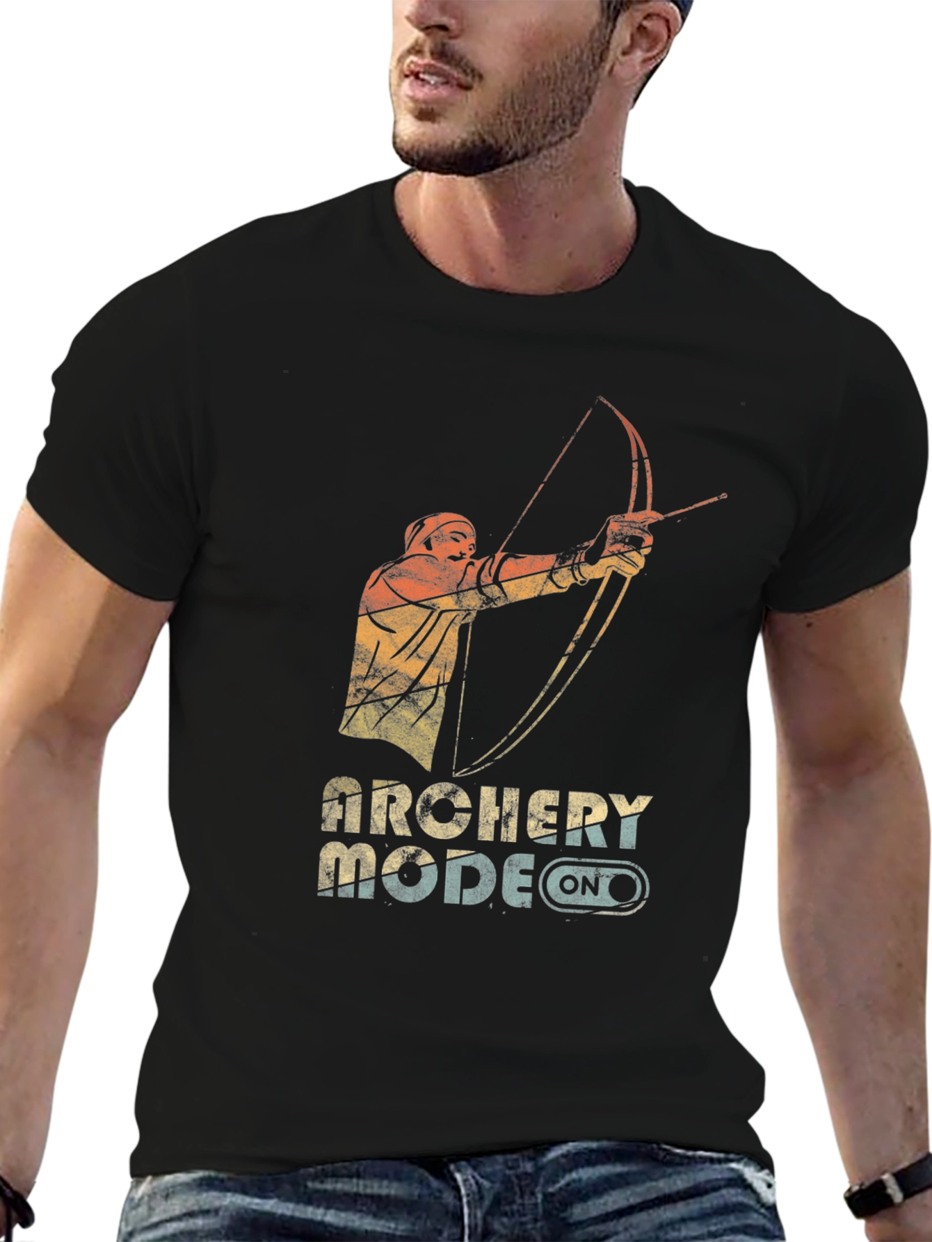 Archery Mode On Graphic Tee - Black Cotton Blend