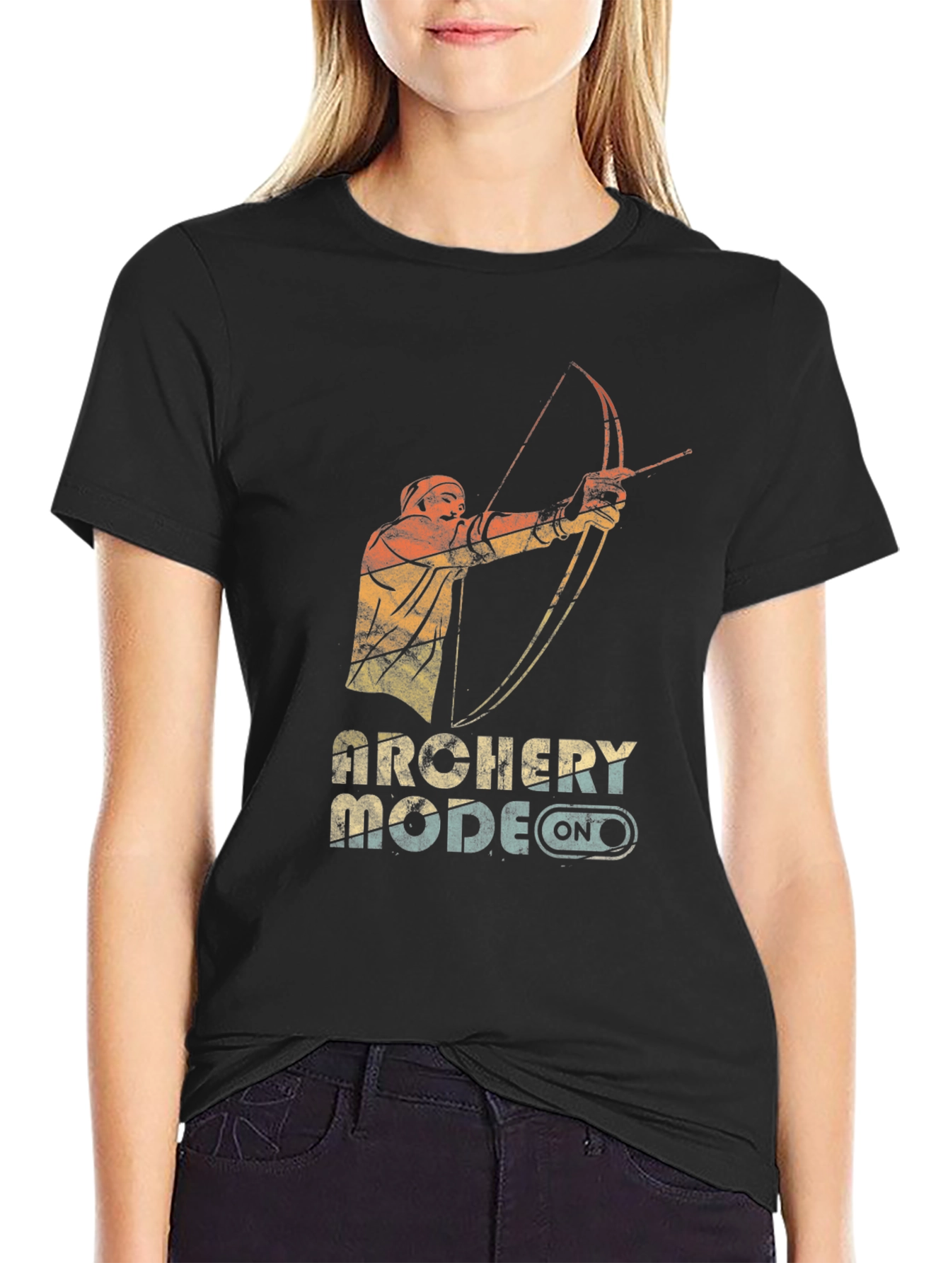 Archery Mode On Graphic Tee - Black Cotton Blend