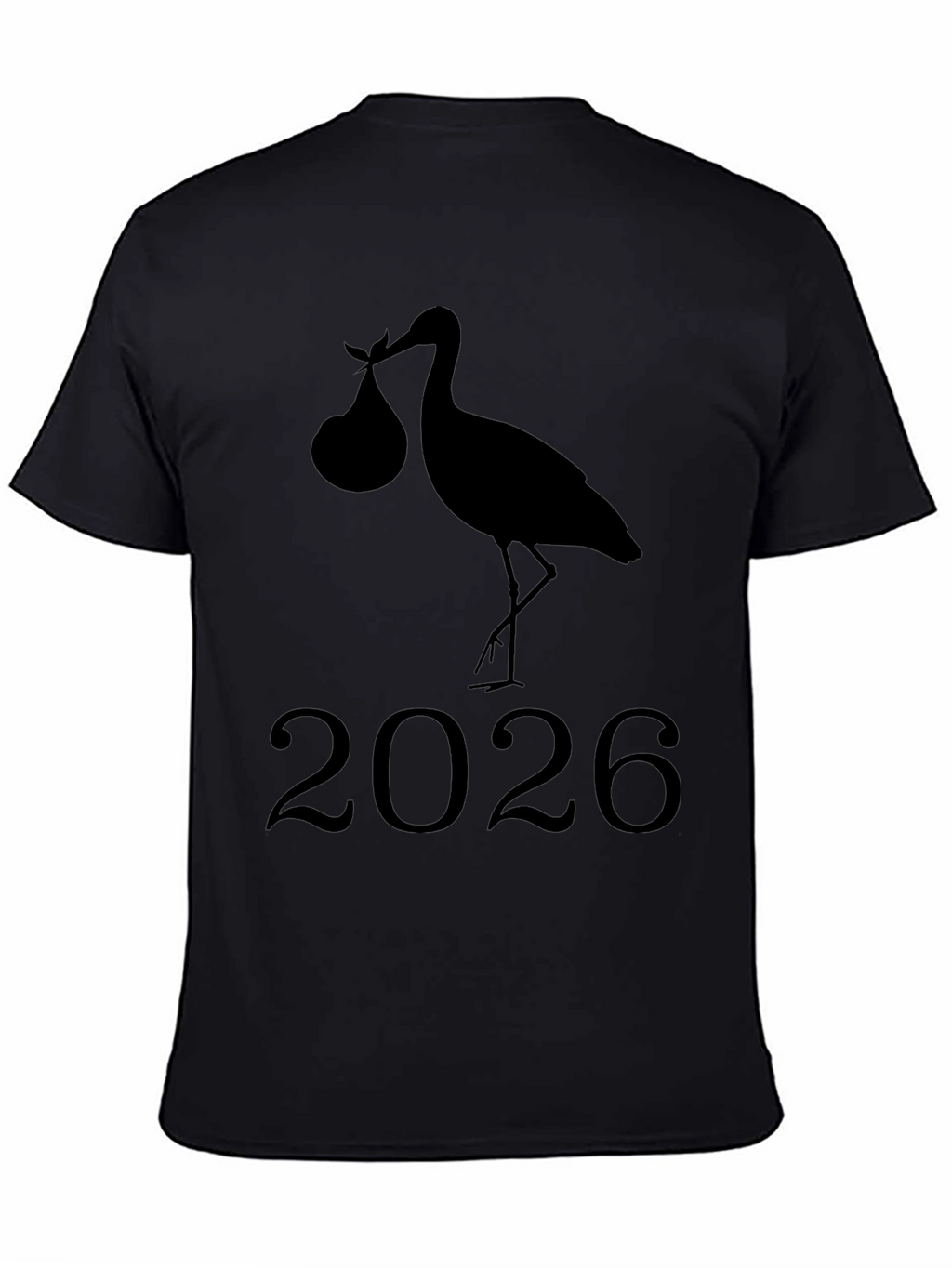 Stork Baby Announcement 2026 Black T-Shirt
