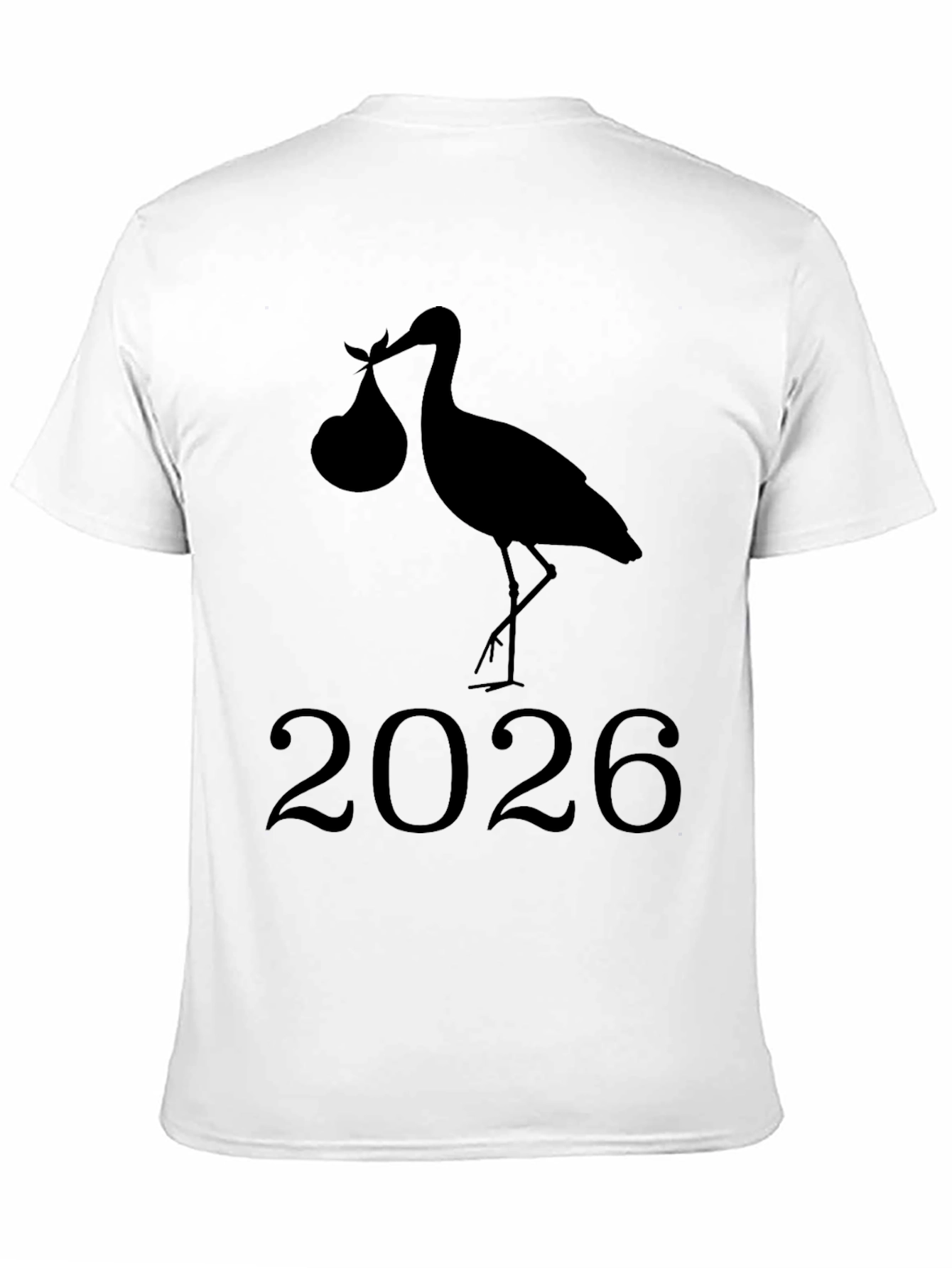 Stork Baby Announcement 2026 Black T-Shirt