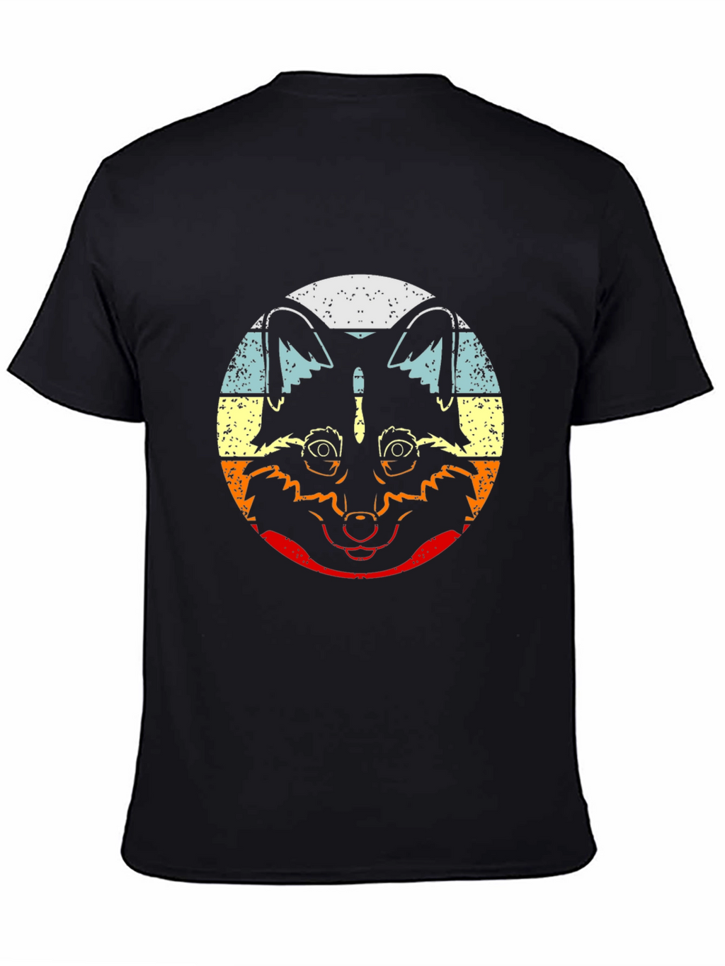 Retro Raccoon Graphic T-Shirt - Crew Neck Black