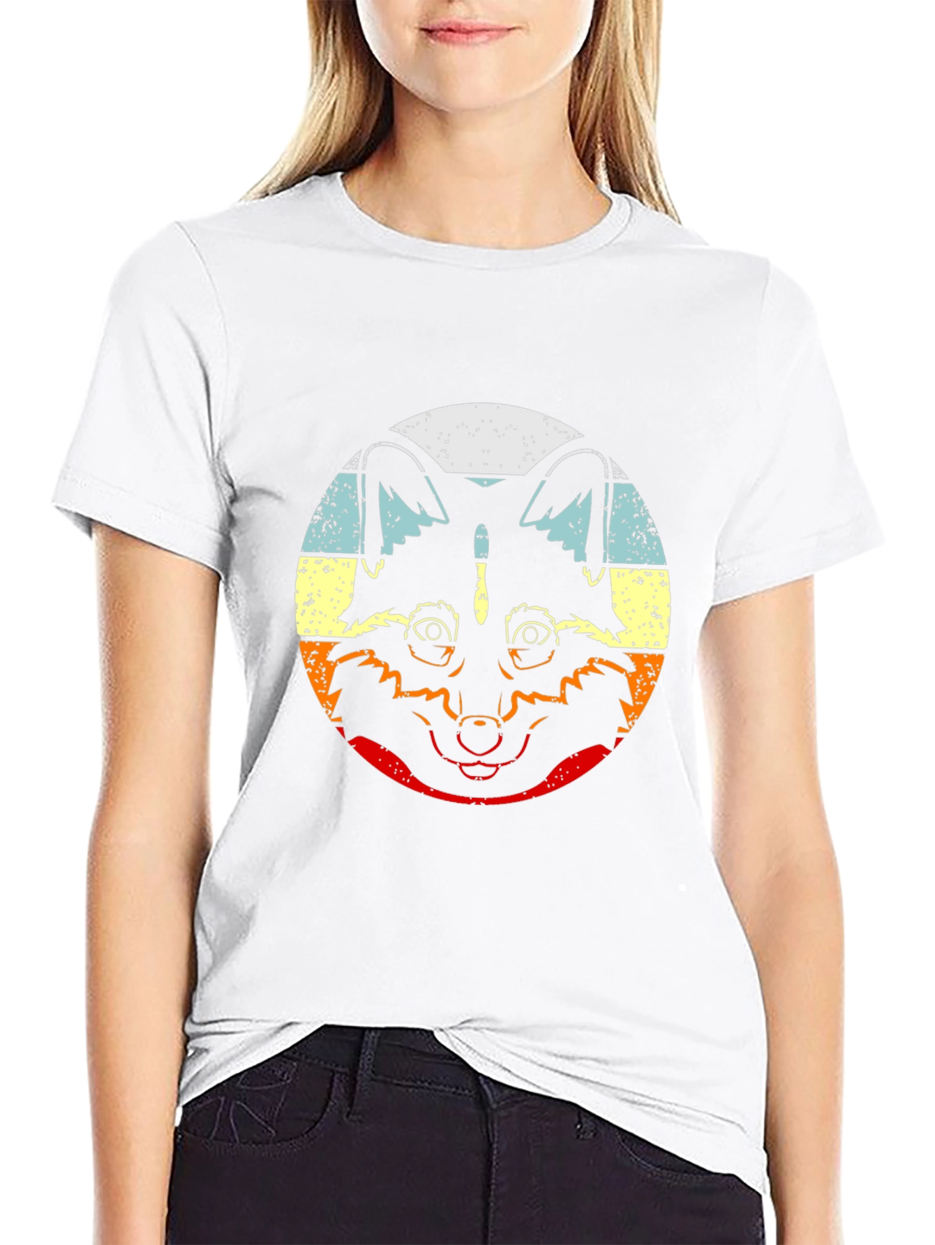 Retro Raccoon Graphic T-Shirt - Crew Neck Black