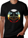 Retro Raccoon Graphic T-Shirt - Crew Neck Black