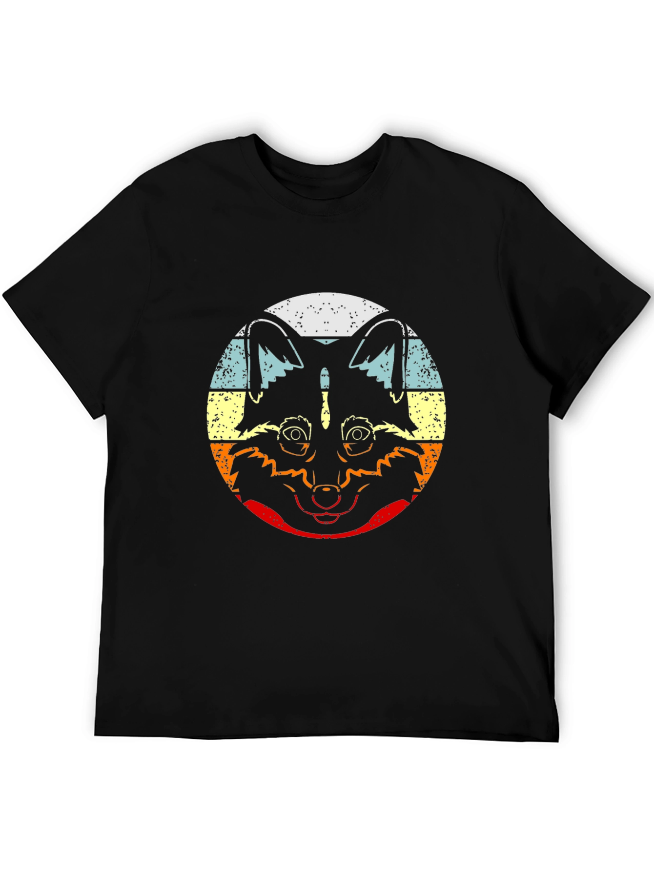 Retro Raccoon Graphic T-Shirt - Crew Neck Black