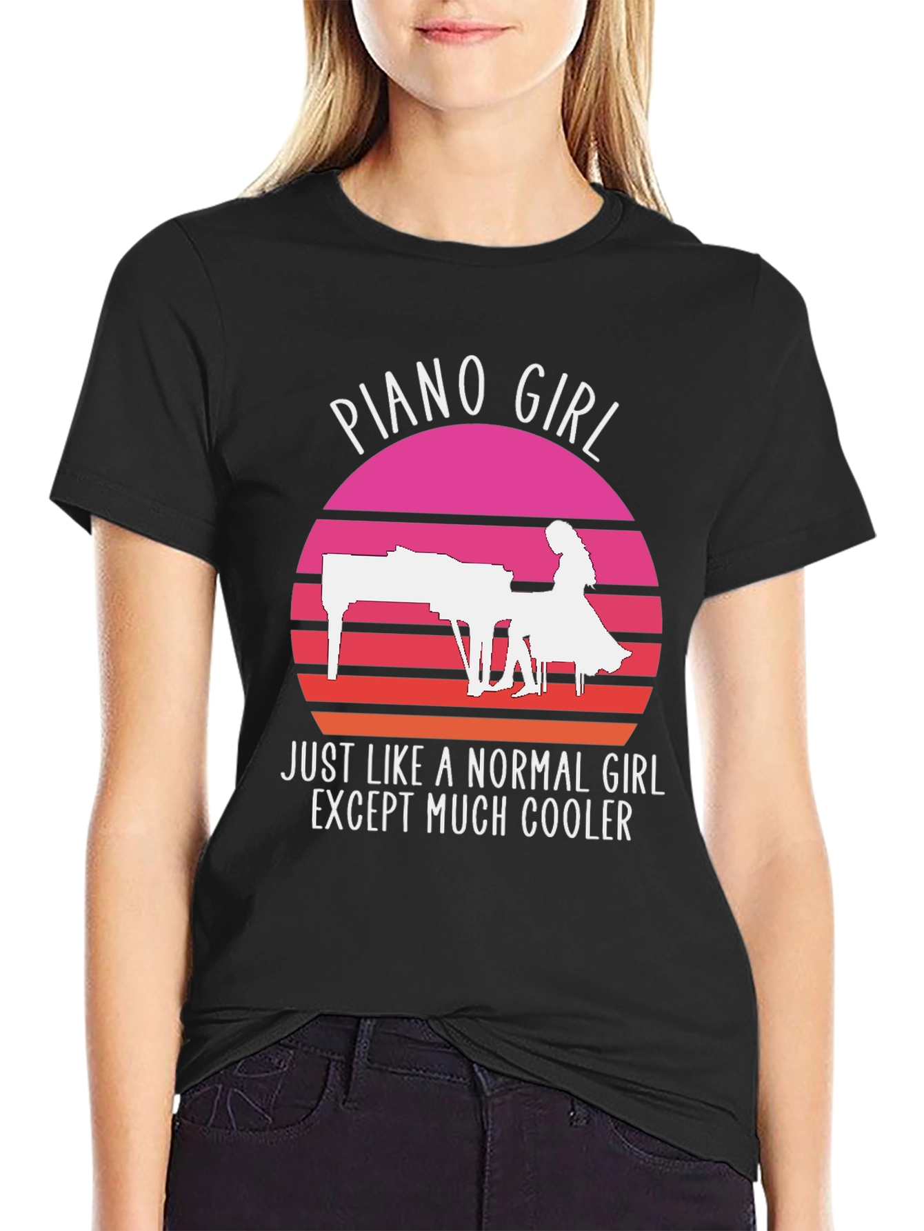 Piano Girl Graphic Tee - Musician T-Shirt