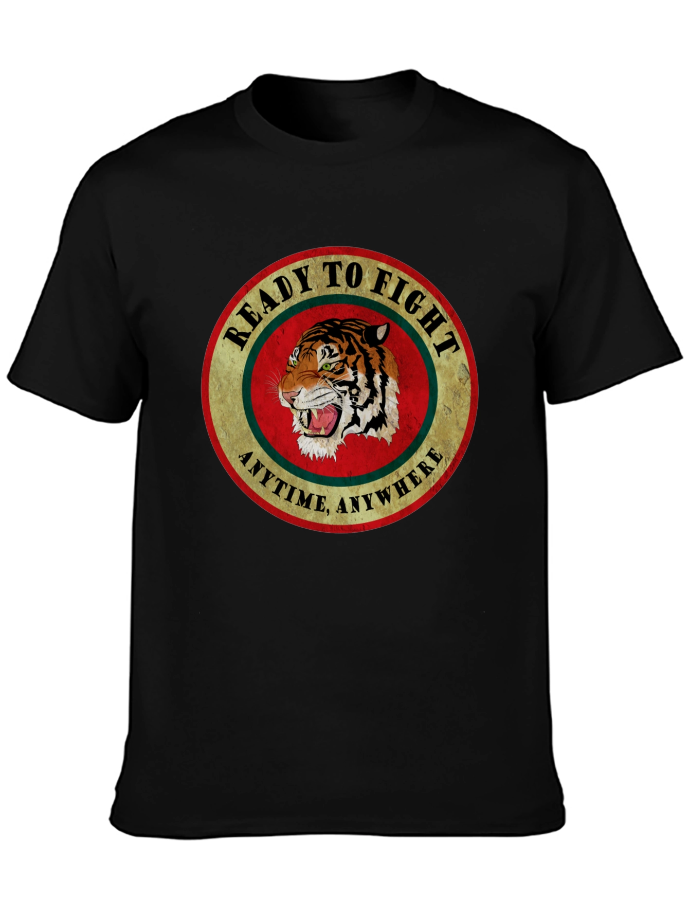 Ready To Fight Tiger Graphic Tee - Black Cotton T-Shirt
