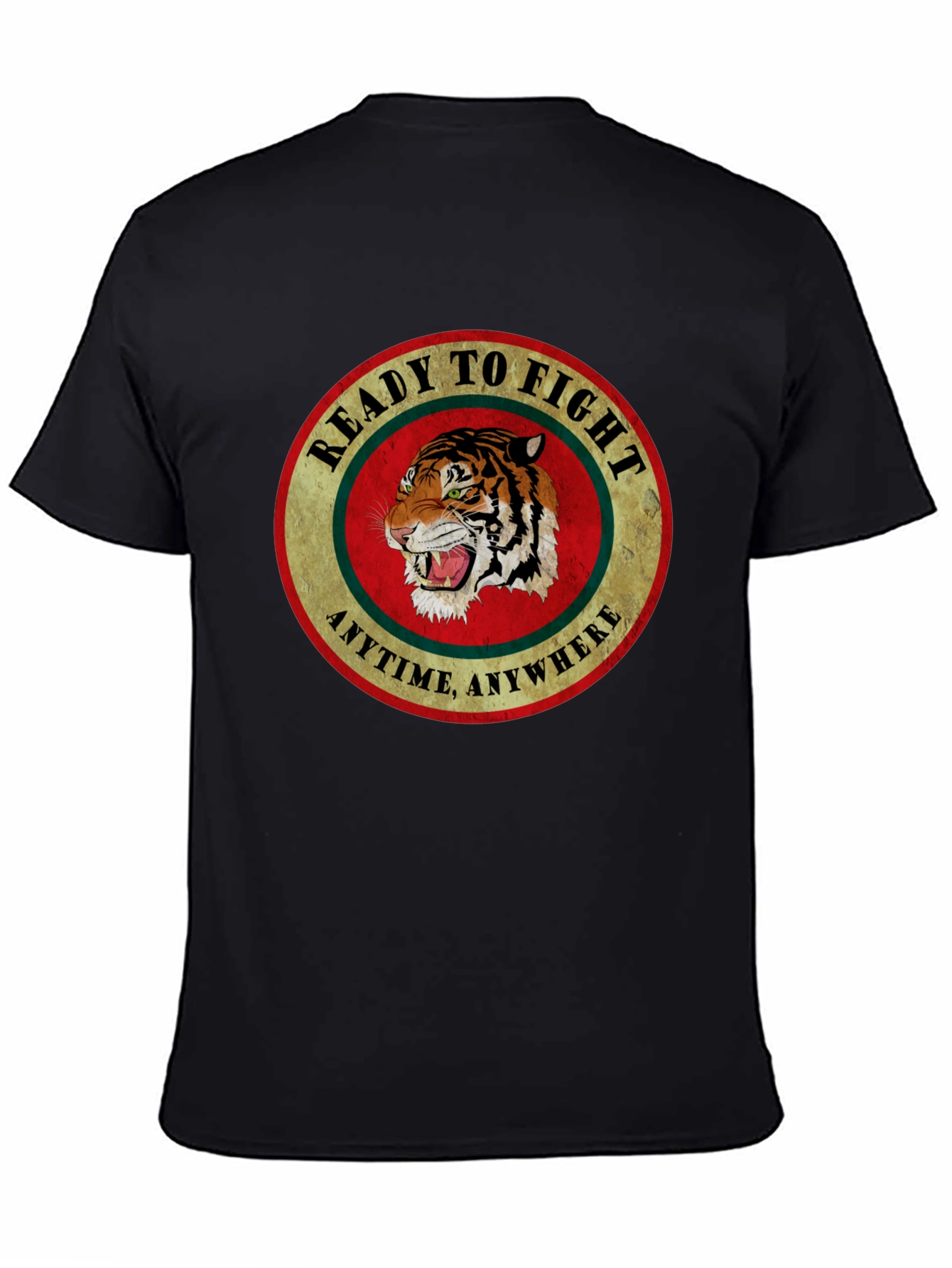 Ready To Fight Tiger Graphic Tee - Black Cotton T-Shirt