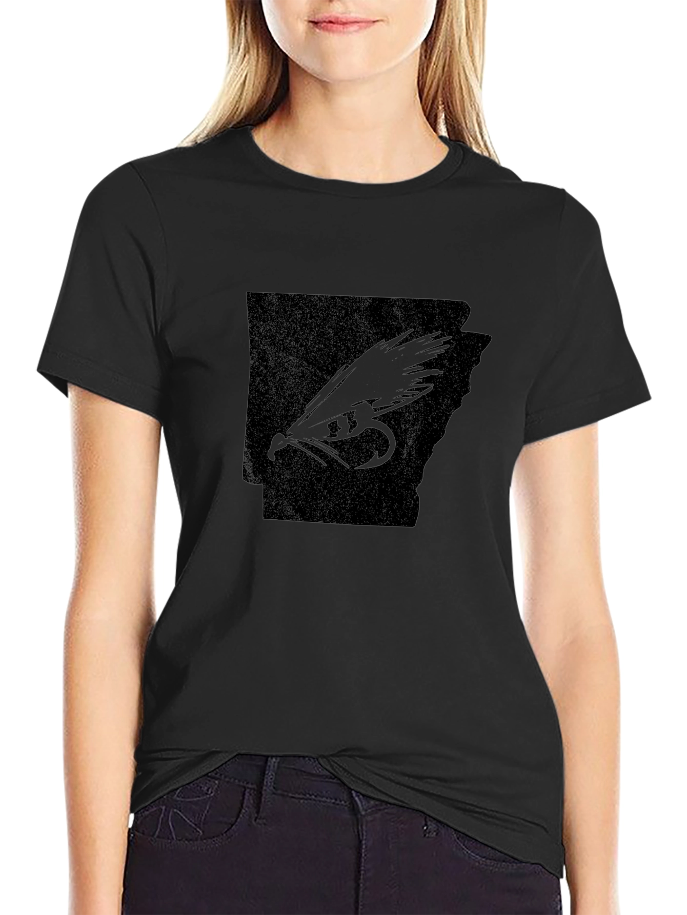 Arkansas Fishing Fly Graphic Tee - Black