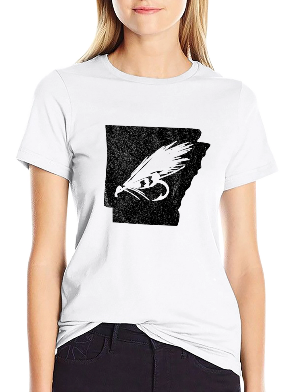 Arkansas Fishing Fly Graphic Tee - Black