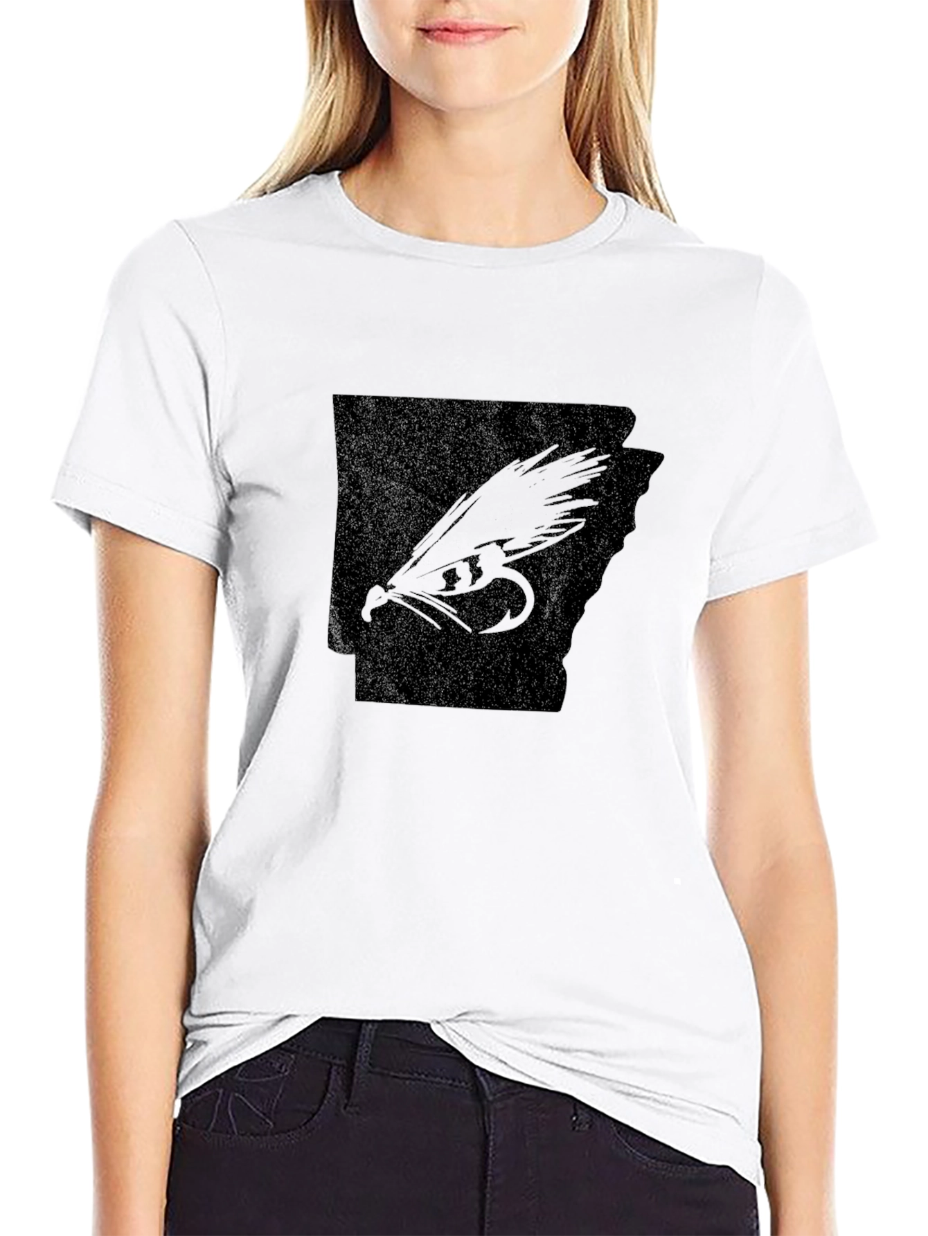 Arkansas Fishing Fly Graphic Tee - Black